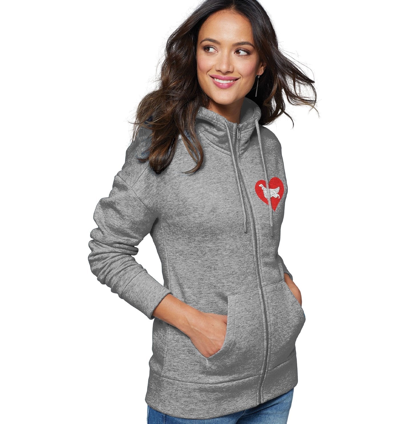 Irish Setter on Heart Left Chest - Full-Zip Hoodie Sweatshirt - Image 3