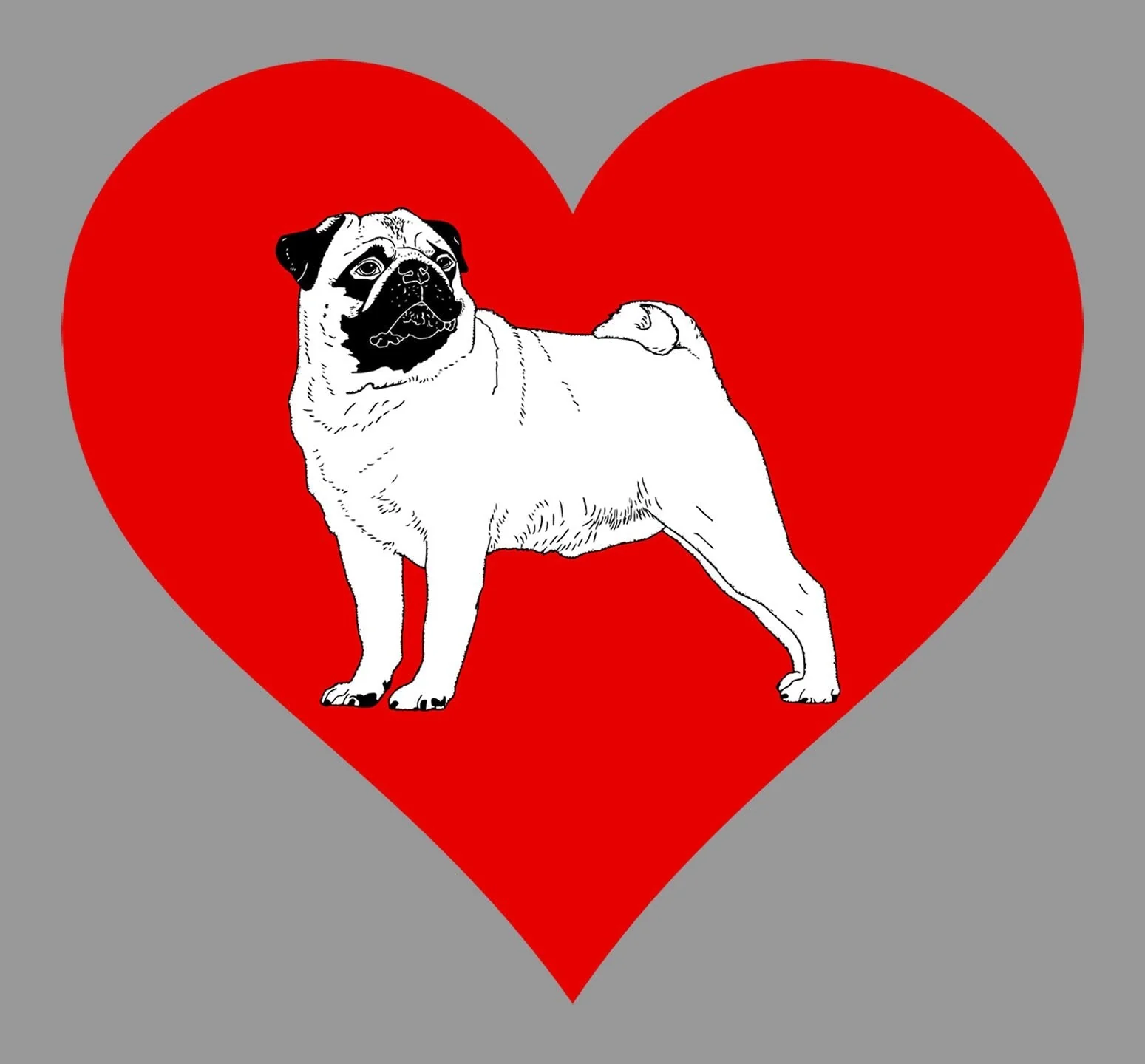 Pug on Heart Left Chest - Full-Zip Hoodie Sweatshirt - Image 2
