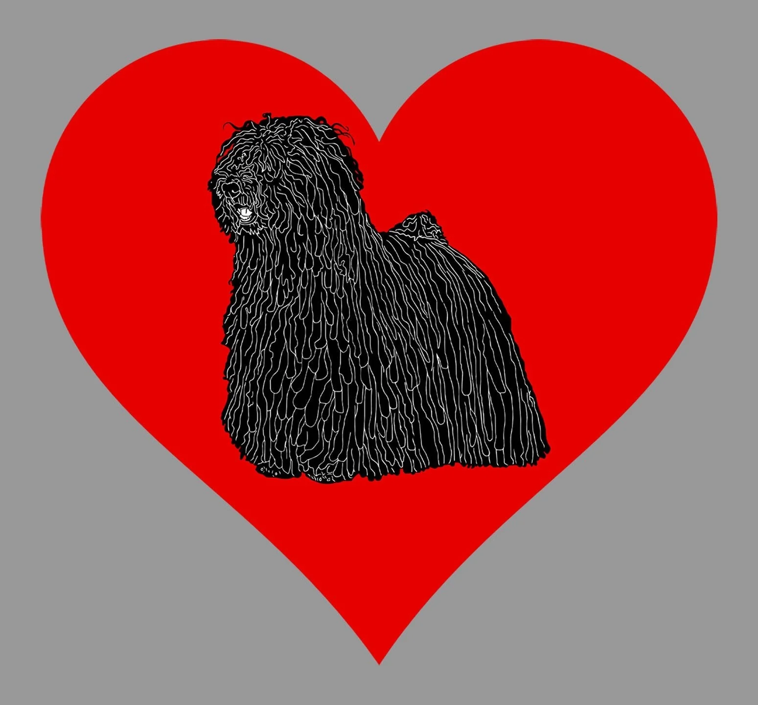 Black Puli on Heart Left Chest - Full-Zip Hoodie Sweatshirt - Image 2