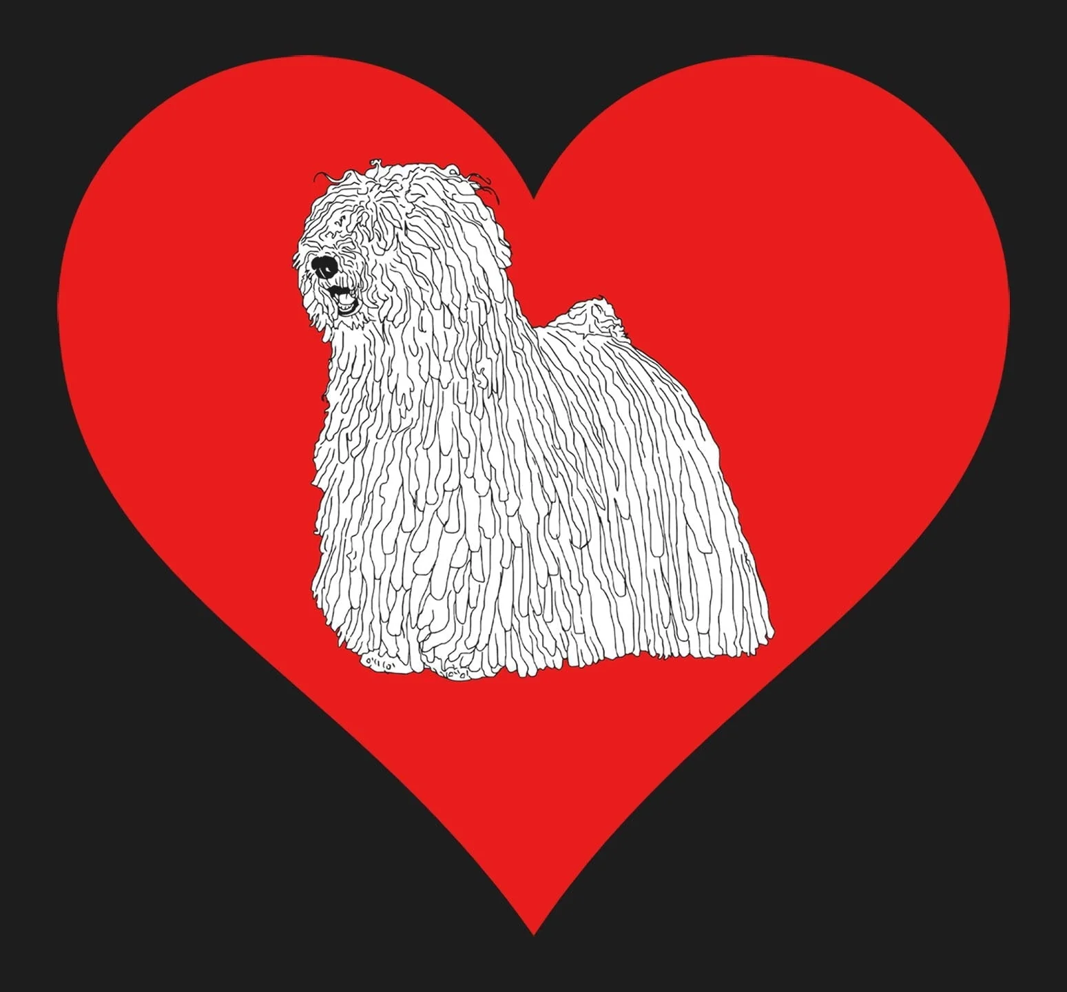 White Puli on Heart Left Chest - Full-Zip Hoodie Sweatshirt - Image 2