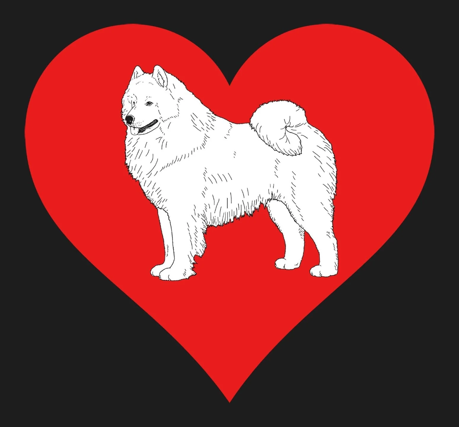 Samoyed on Heart Left Chest - Full-Zip Hoodie Sweatshirt - Image 2
