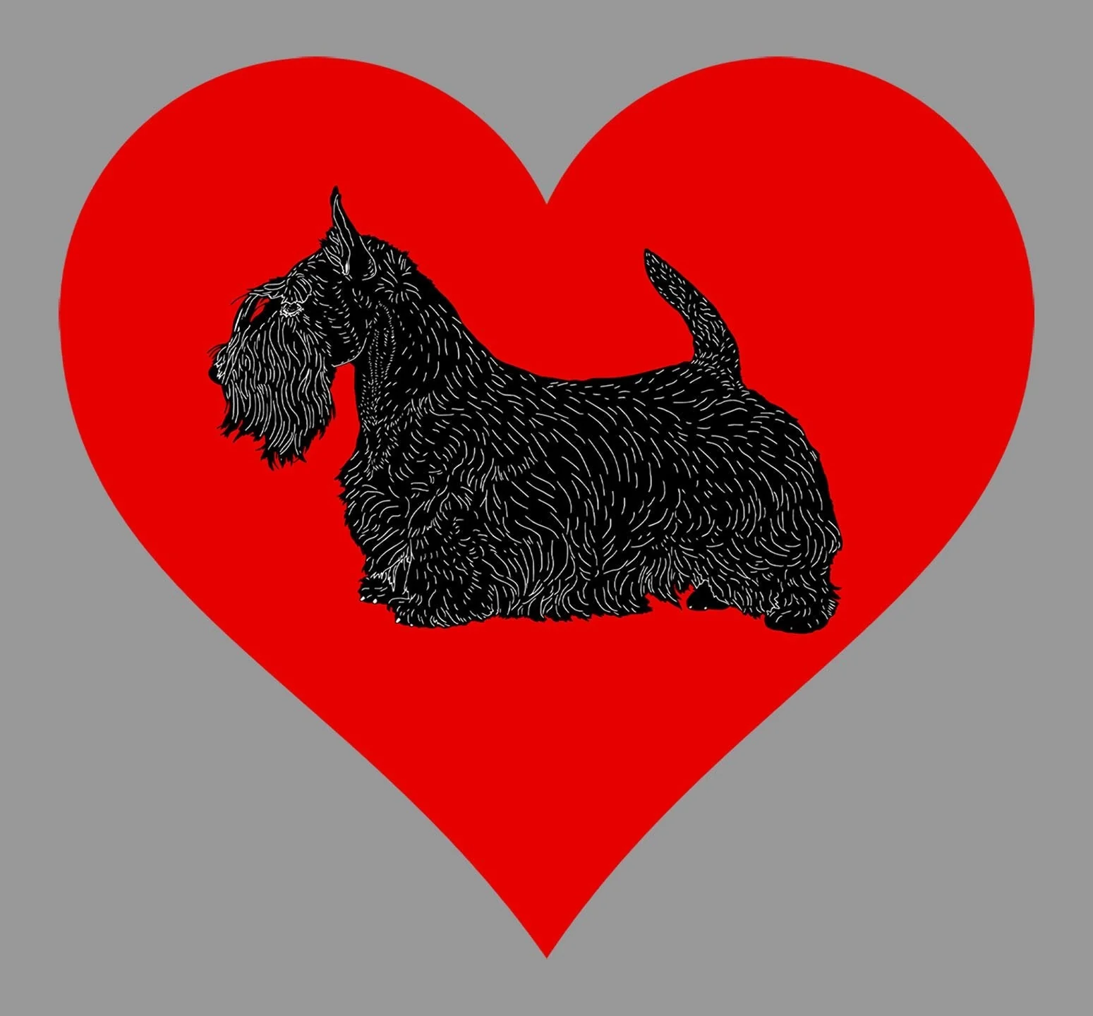 Scottish Terrier on Heart Left Chest - Full-Zip Hoodie Sweatshirt - Image 2