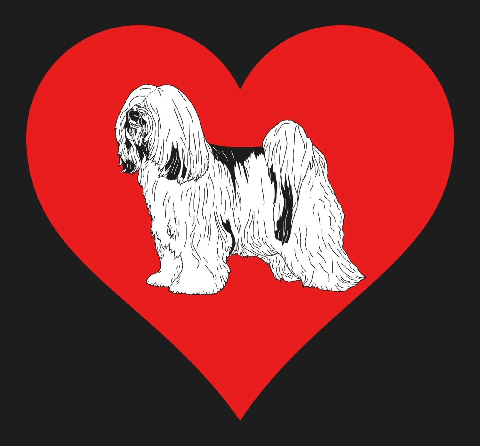 Tibetan Terrier on Heart Left Chest - Full-Zip Hoodie Sweatshirt - Image 2