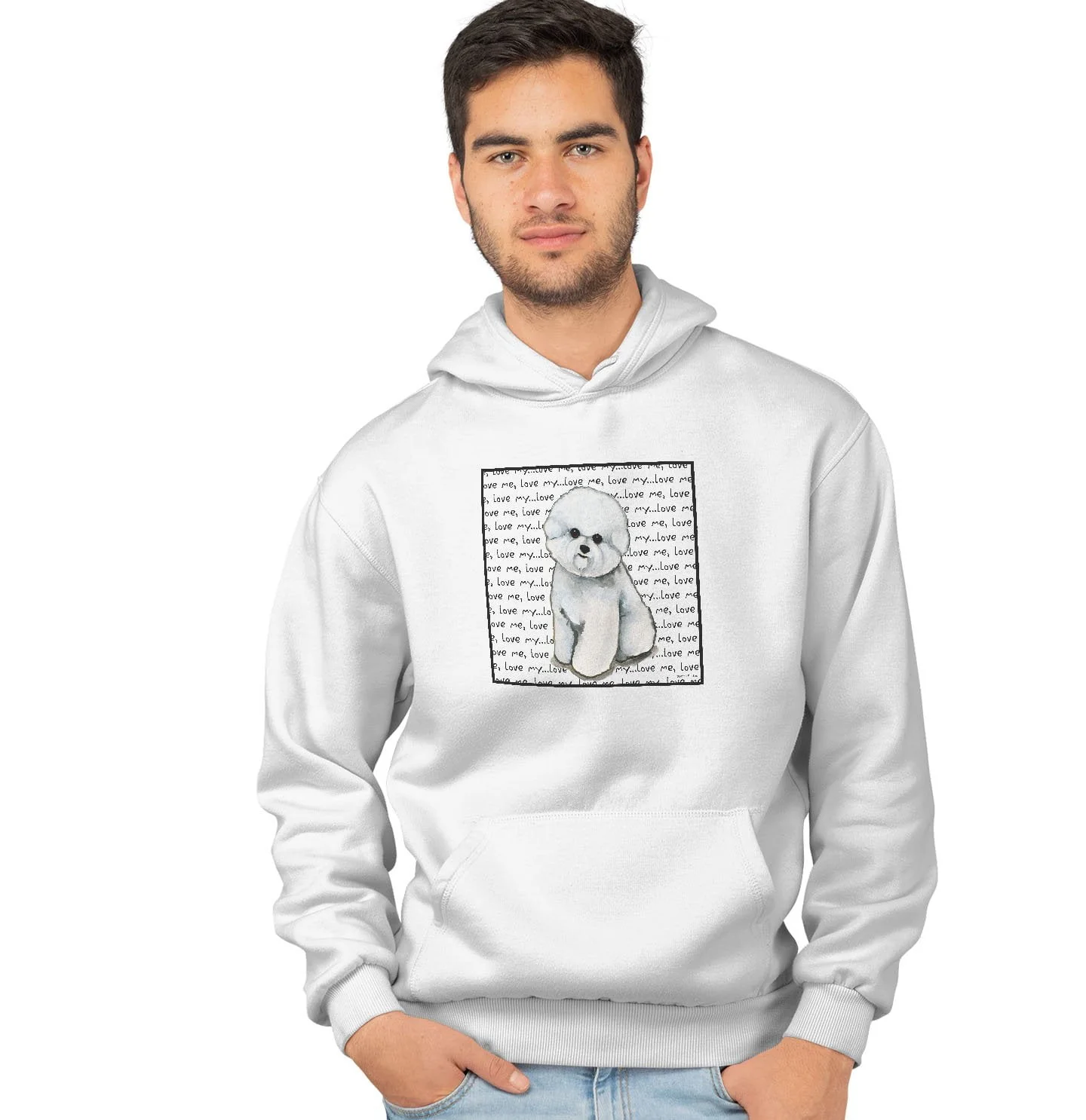 Bichon Frise Love Text - Adult Unisex Hoodie Sweatshirt - Image 4