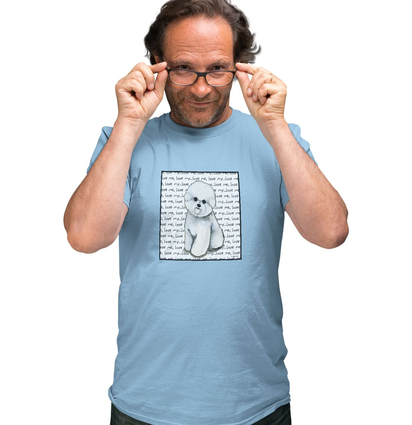 Bichon Frise Love Text - Adult Unisex T-Shirt - Image 4
