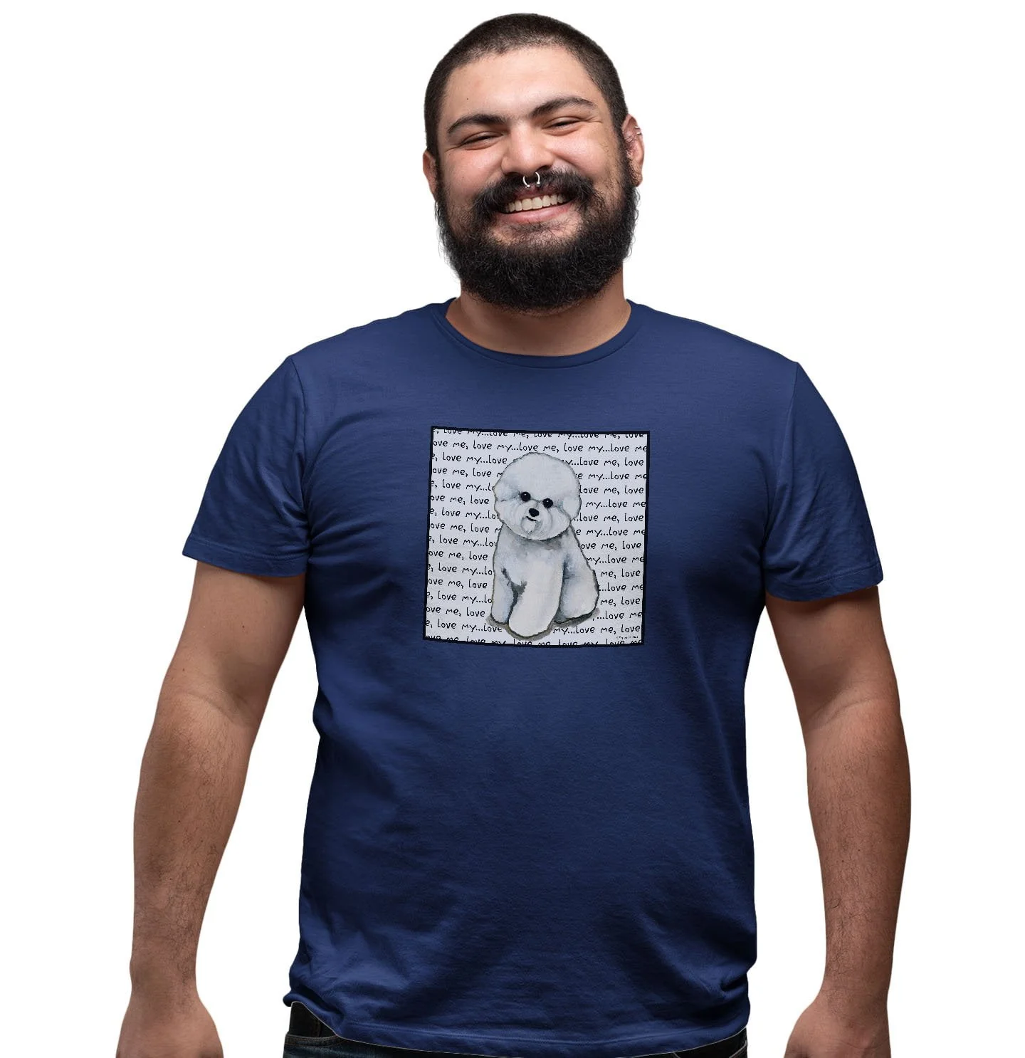 Bichon Frise Love Text - Adult Unisex T-Shirt - Image 5