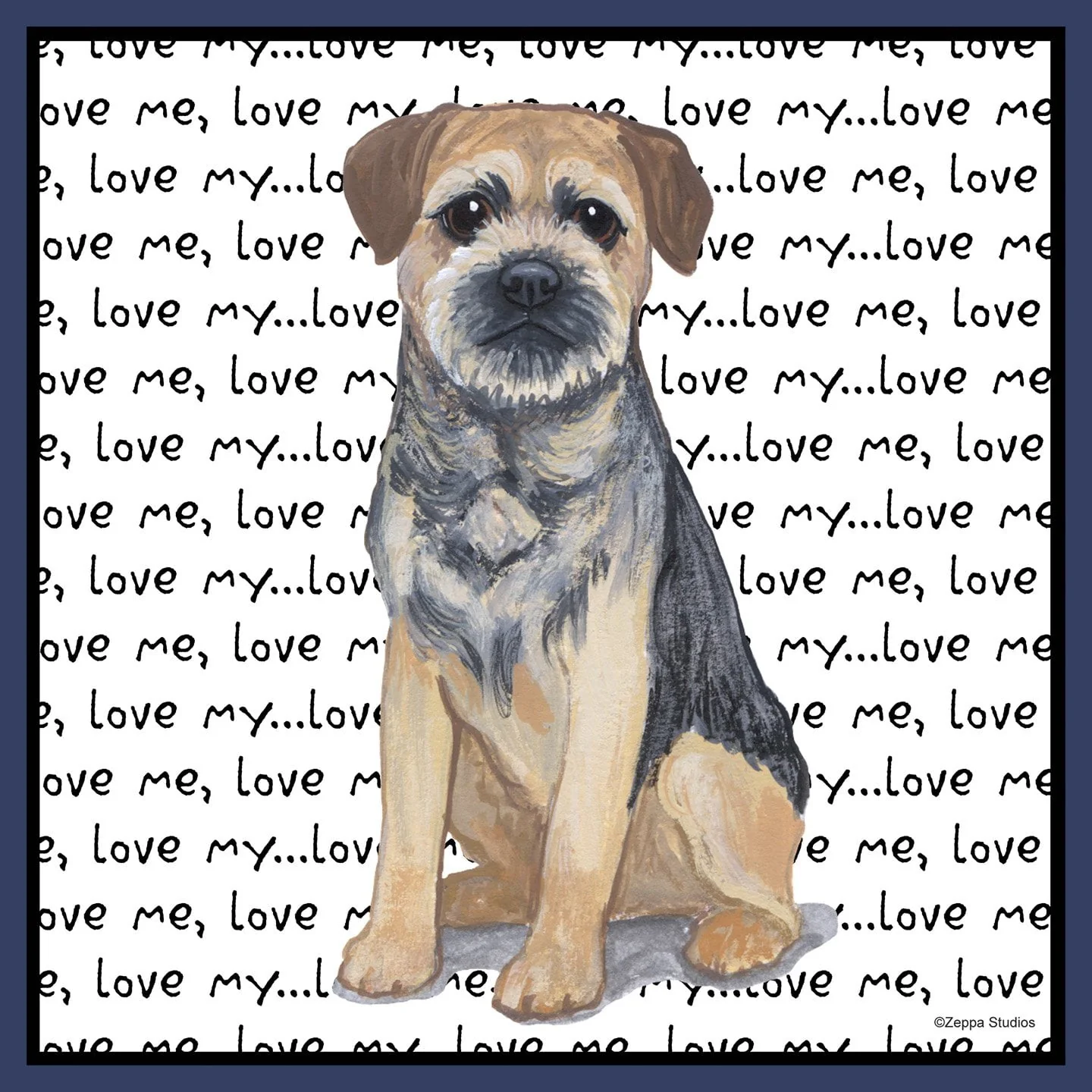 Border Terrier Love Text - Adult Unisex Hoodie Sweatshirt - Image 2