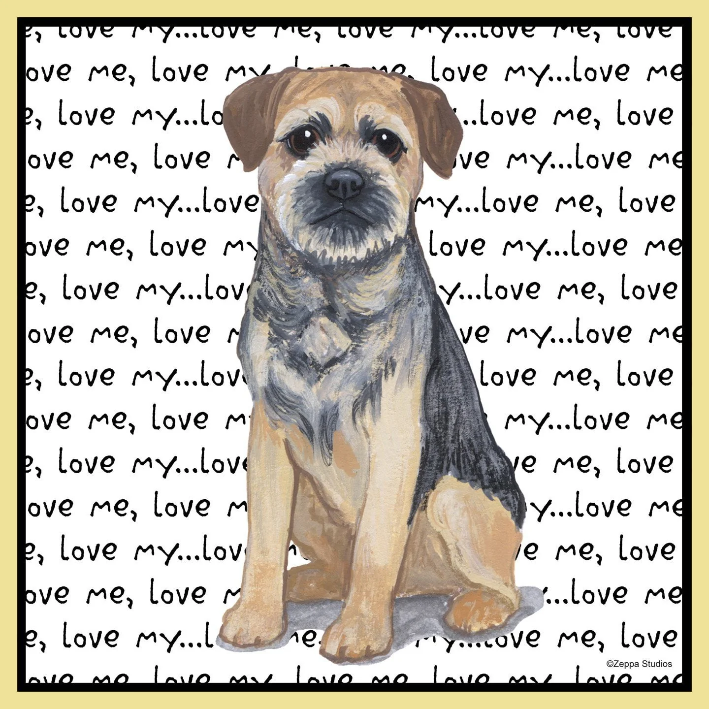 Border Terrier Love Text - Adult Unisex T-Shirt - Image 2