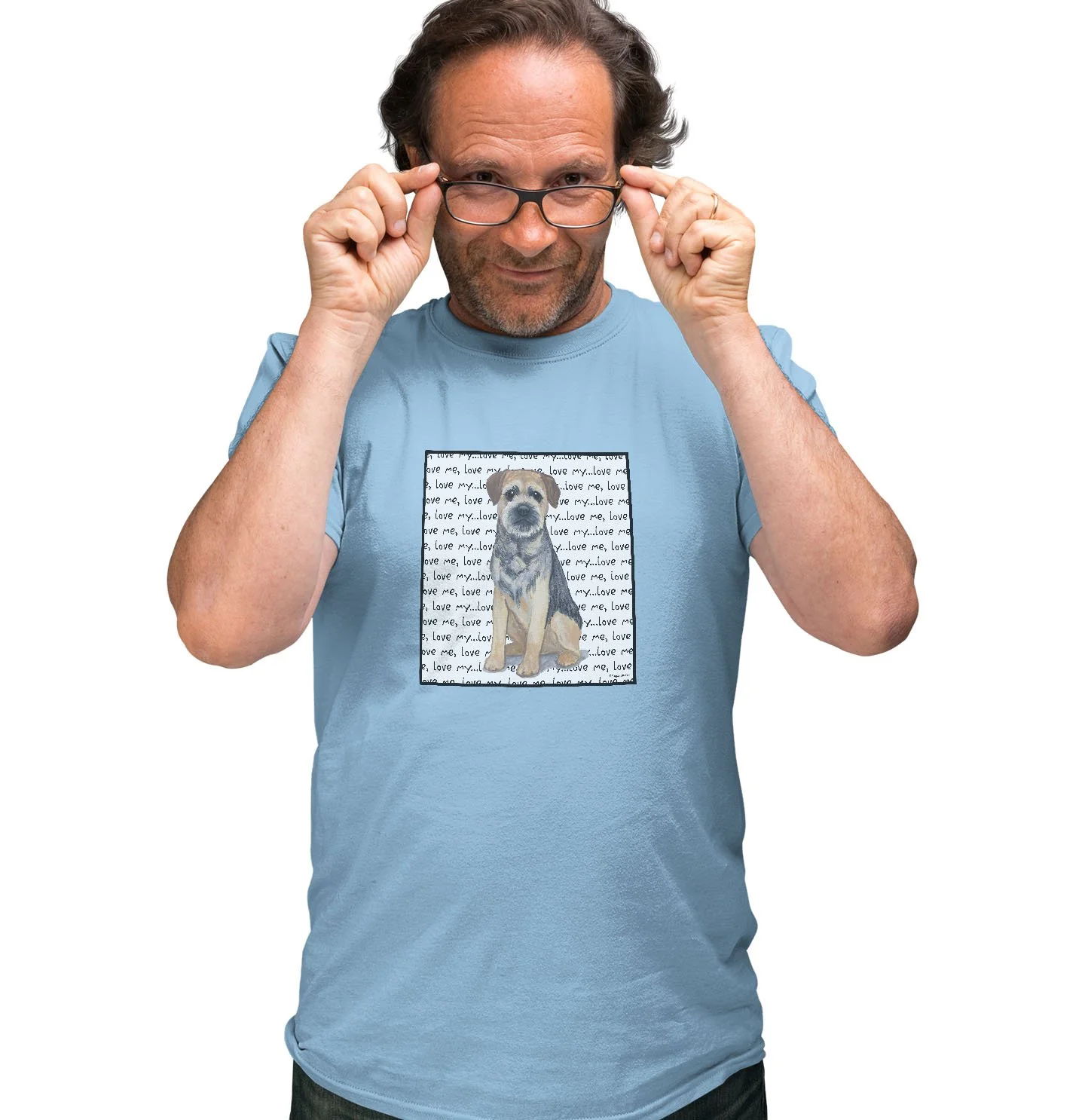 Border Terrier Love Text - Adult Unisex T-Shirt - Image 4