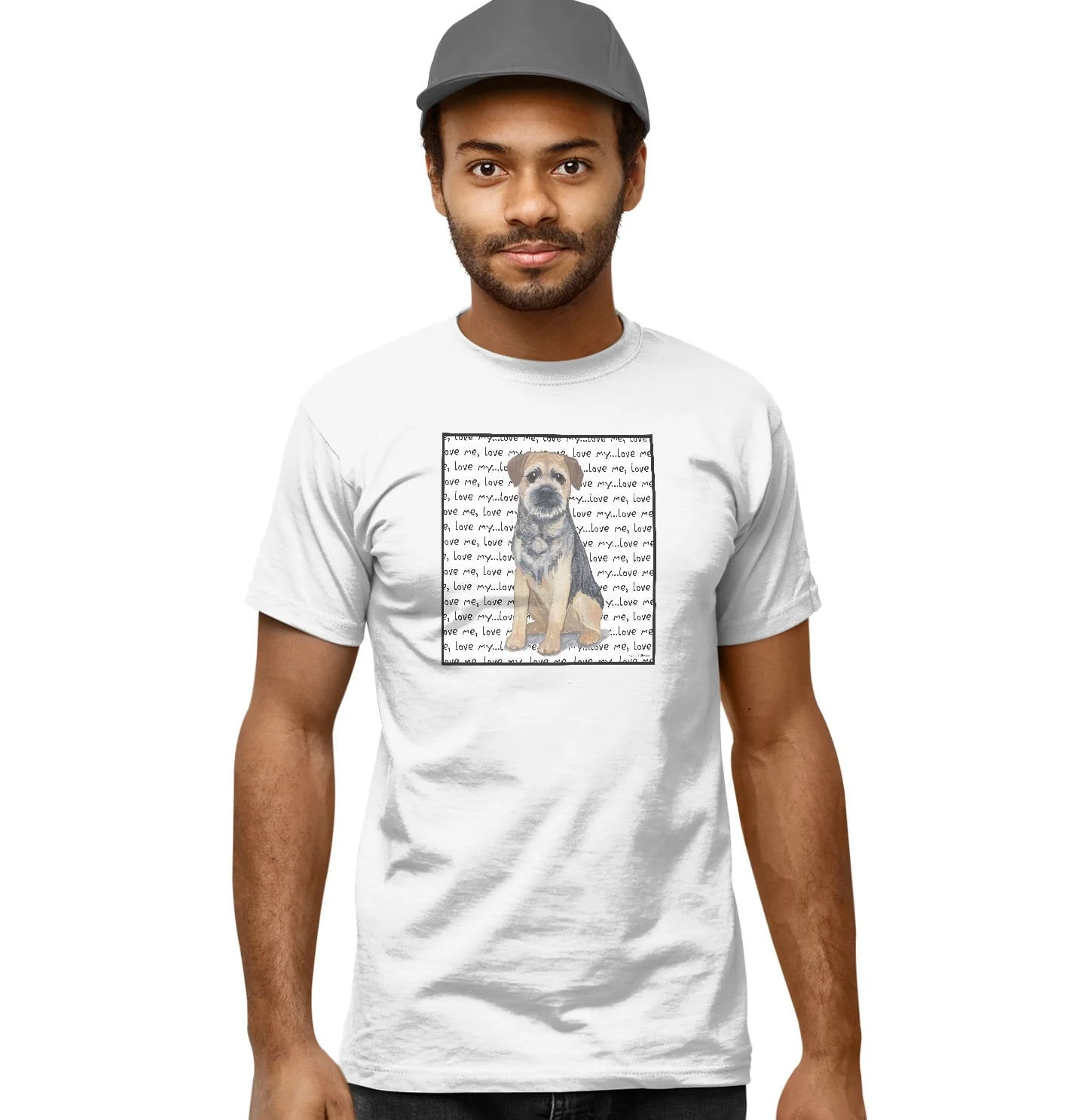 Border Terrier Love Text - Adult Unisex T-Shirt - Image 6