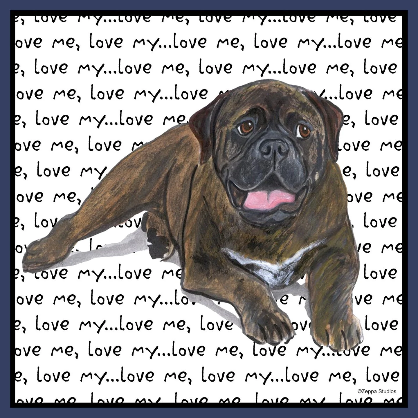 Bullmastiff Love Text - Adult Unisex T-Shirt - Image 2