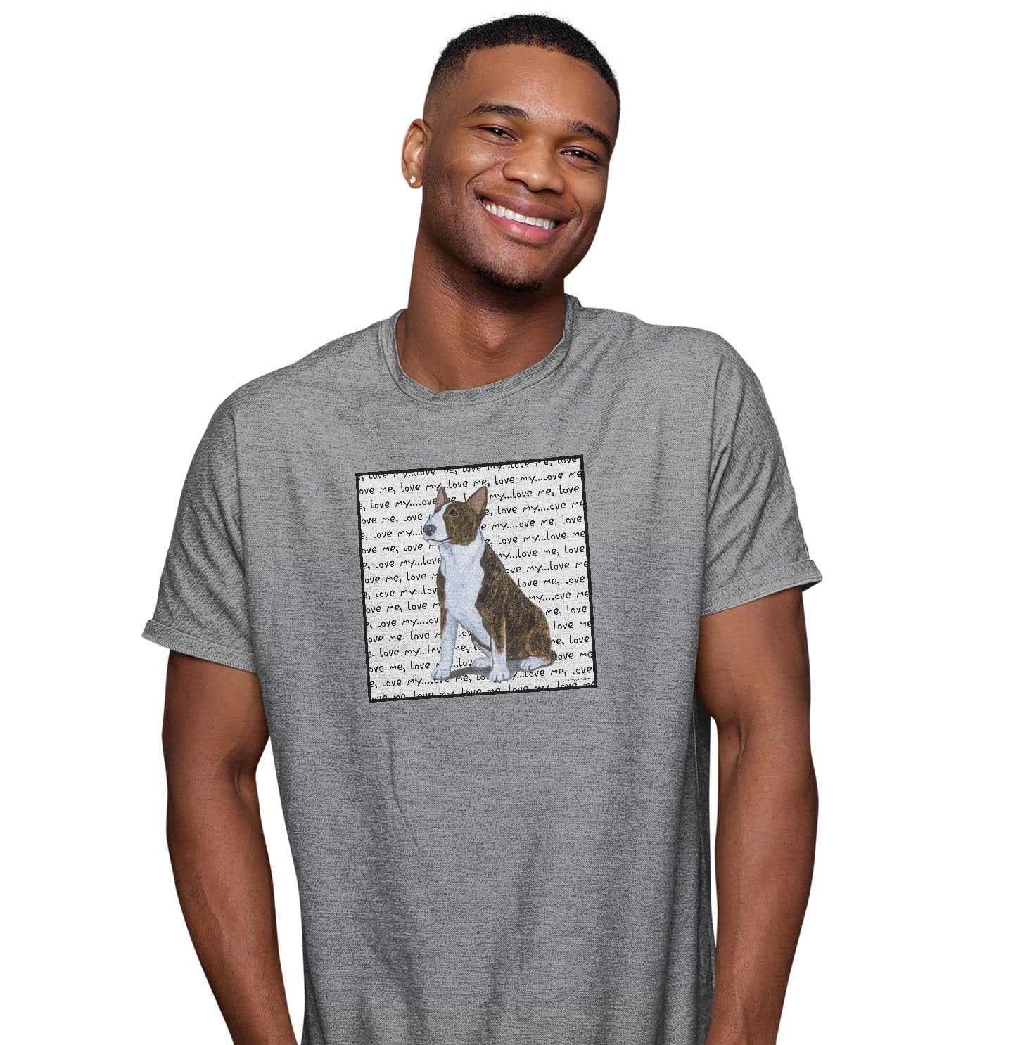 Bull Terrier Love Text - Adult Unisex T-Shirt - Image 3