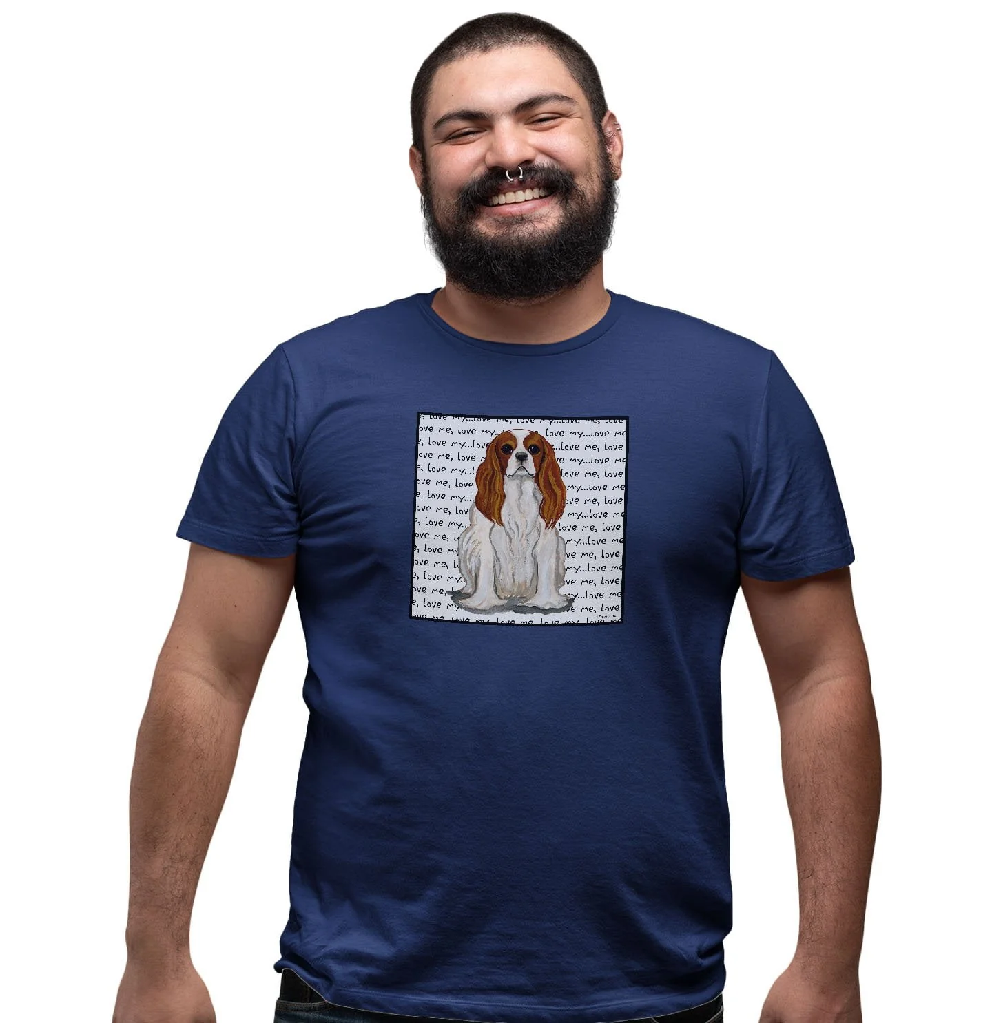 Blenheim Cavalier King Charles Spaniel Love Text - Adult Unisex T-Shirt
