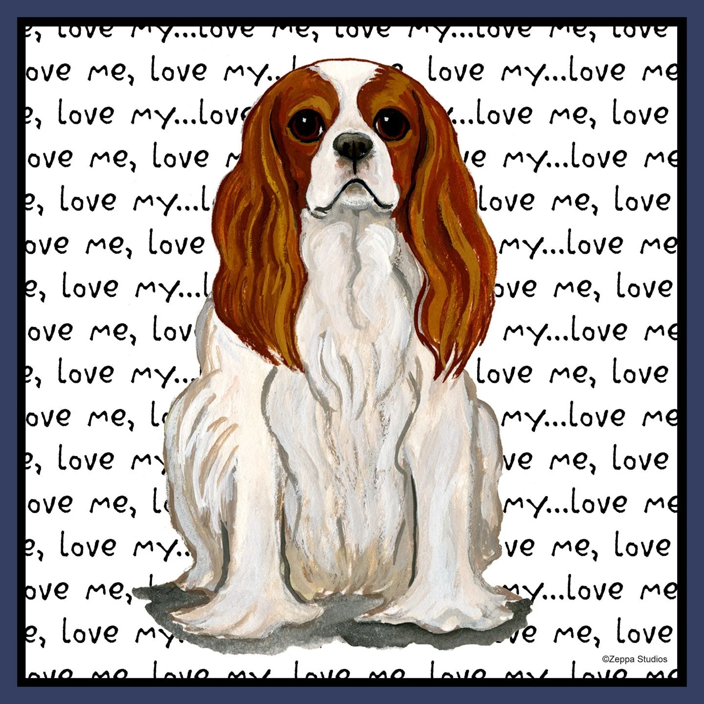 Blenheim Cavalier King Charles Spaniel Love Text - Adult Unisex T-Shirt - Image 2