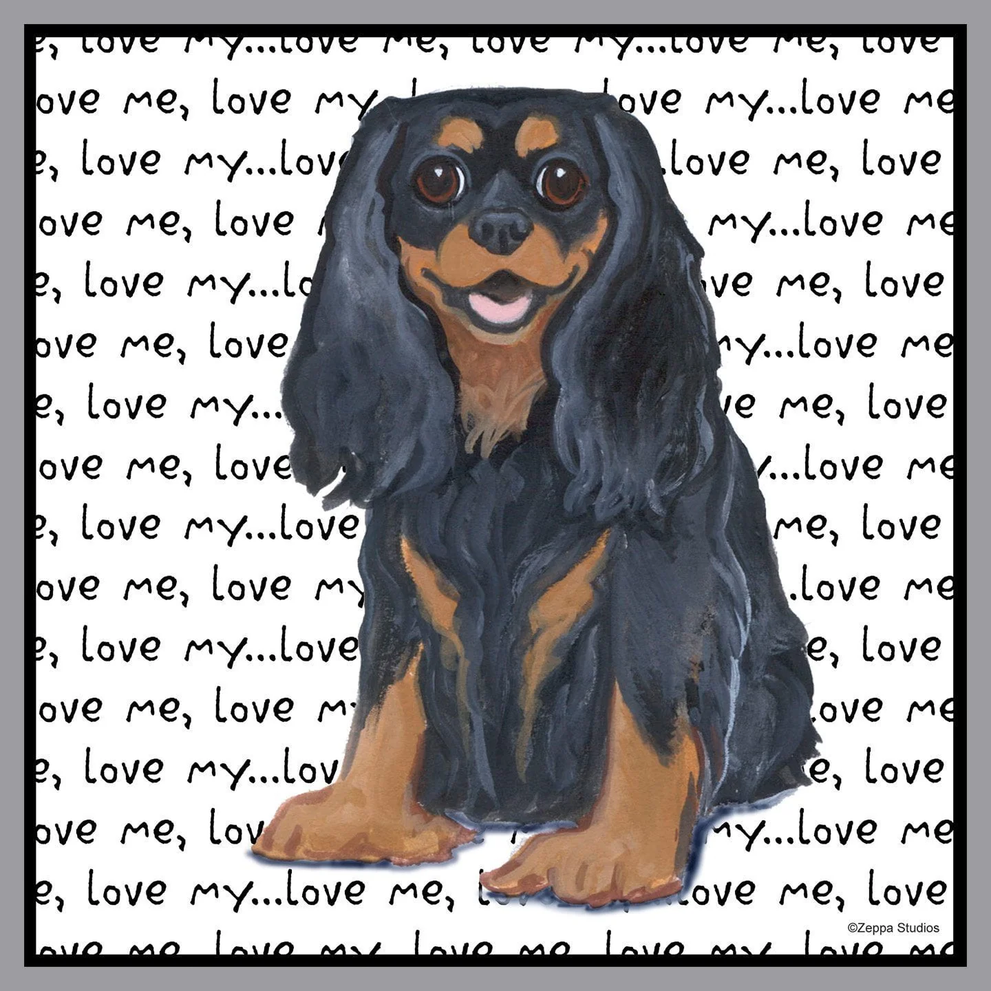 Black & Tan Cavalier King Charles Spaniel Love Text - Adult Unisex Hoodie Sweatshirt - Image 2