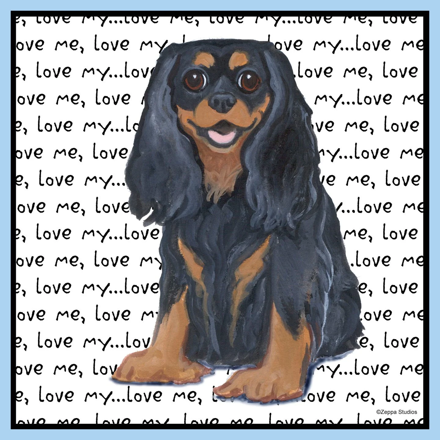 Black & Tan Cavalier King Charles Spaniel Love Text - Adult Unisex T-Shirt - Image 2