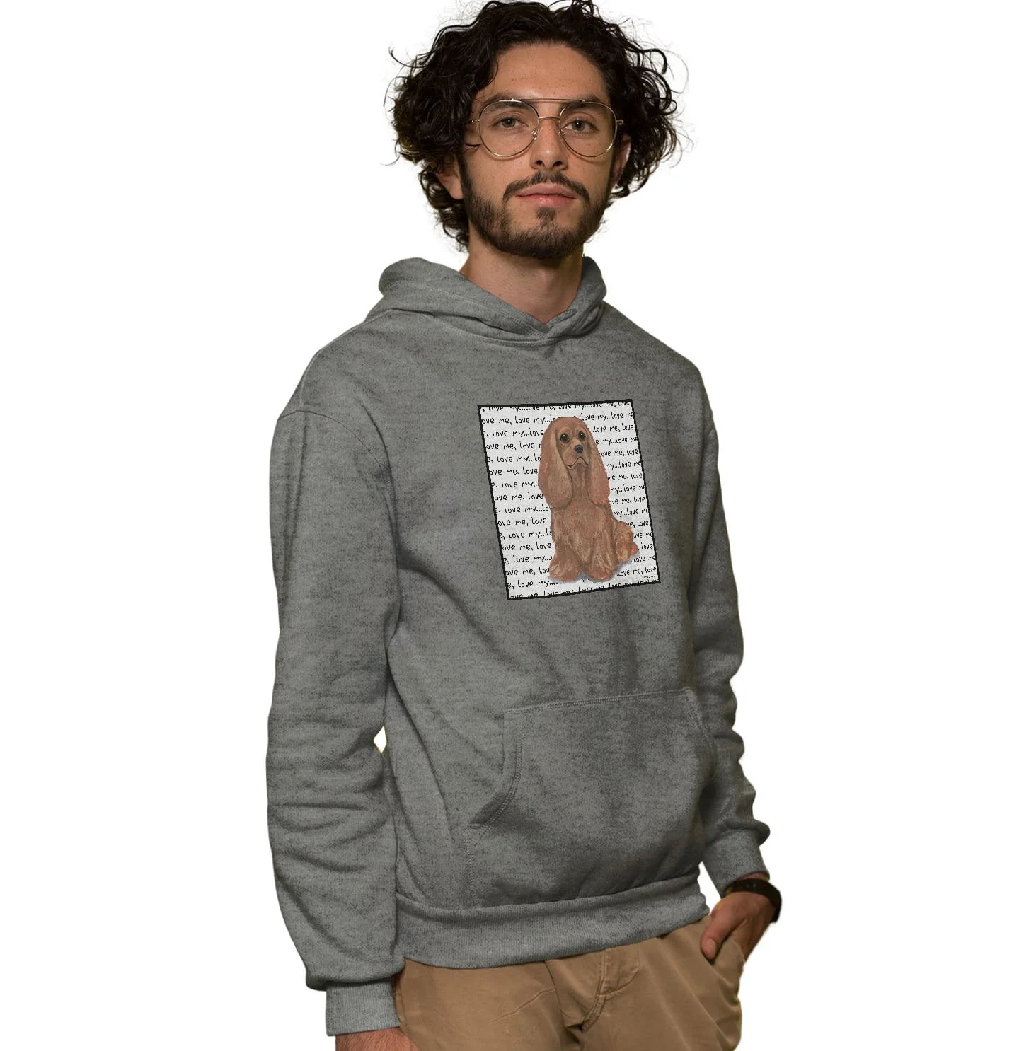 Ruby Cavalier King Charles Spaniel Love Text - Adult Unisex Hoodie Sweatshirt - Image 3