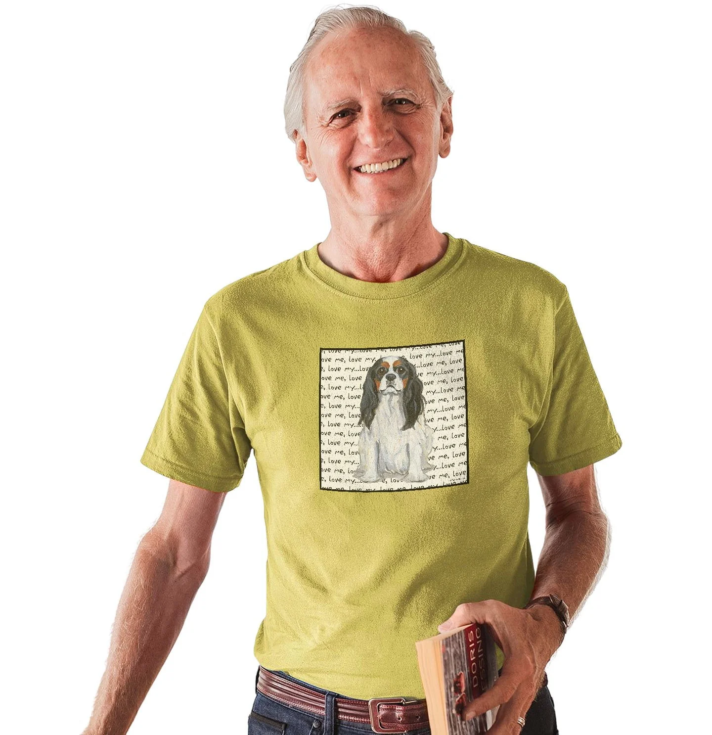 Tri-Color Cavalier King Charles Spaniel Love Text - Adult Unisex T-Shirt - Image 6