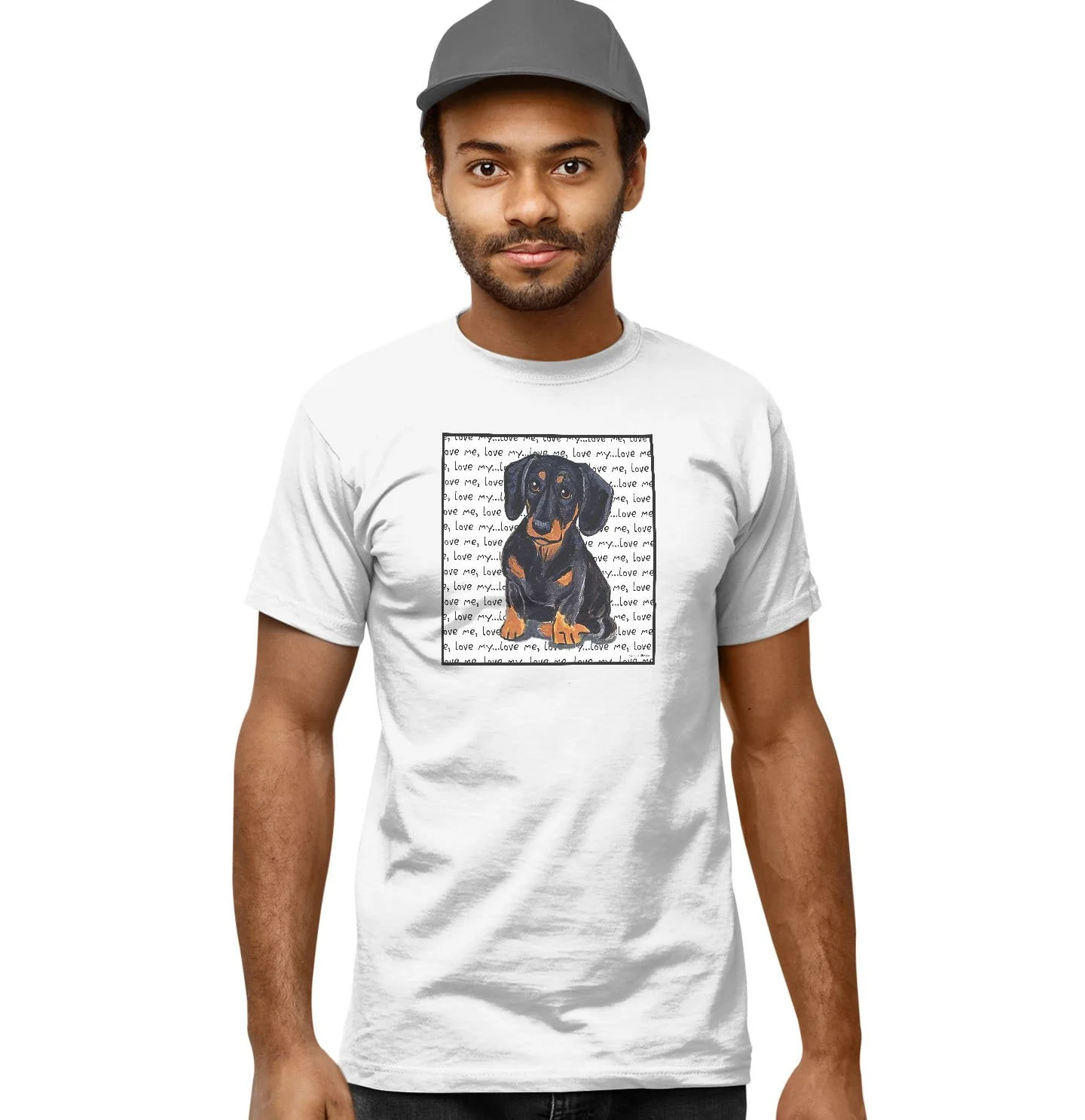 Black Dachshund Love Text - Adult Unisex T-Shirt - Image 5