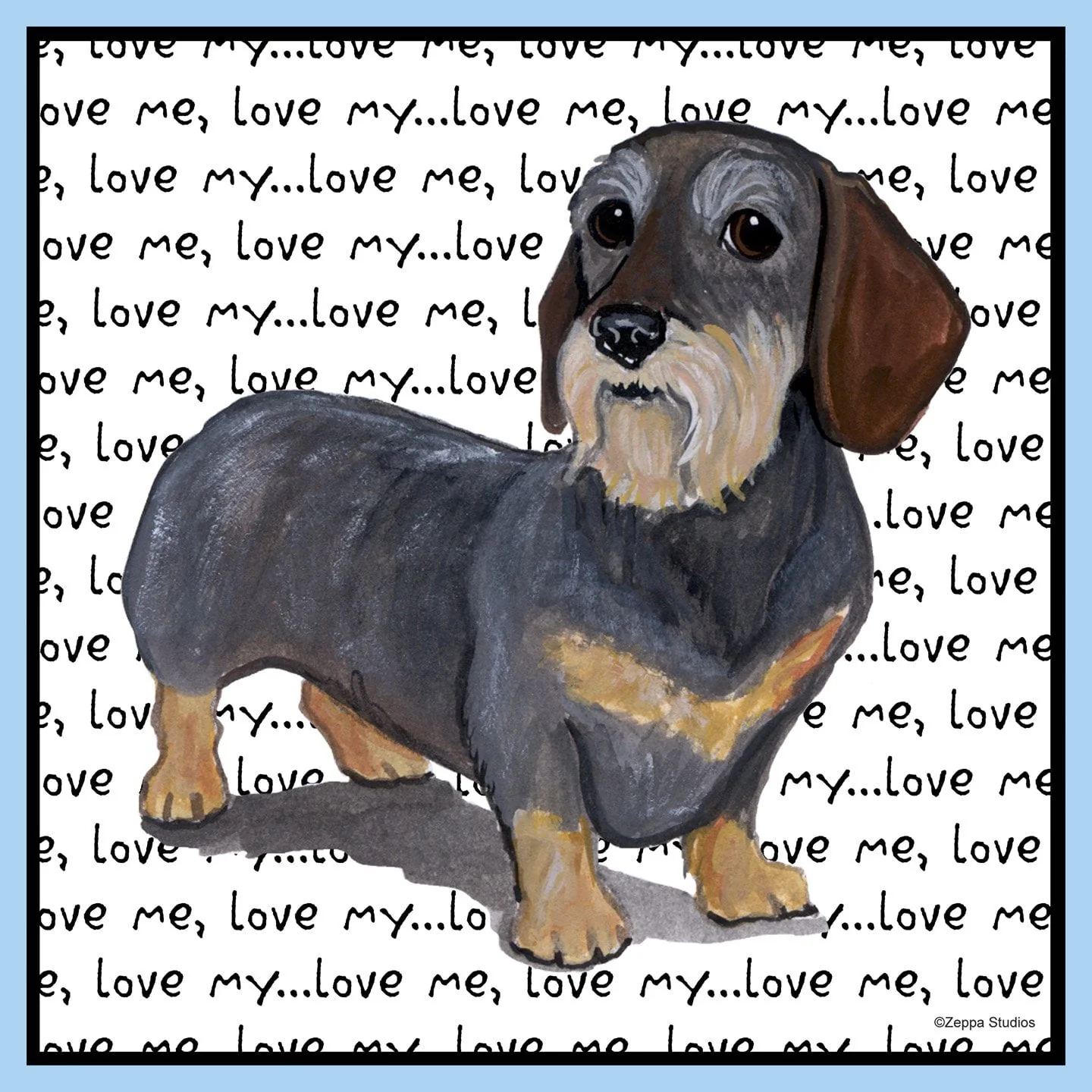 Wirehaired Dachshund Love Text - Adult Unisex T-Shirt - Image 2