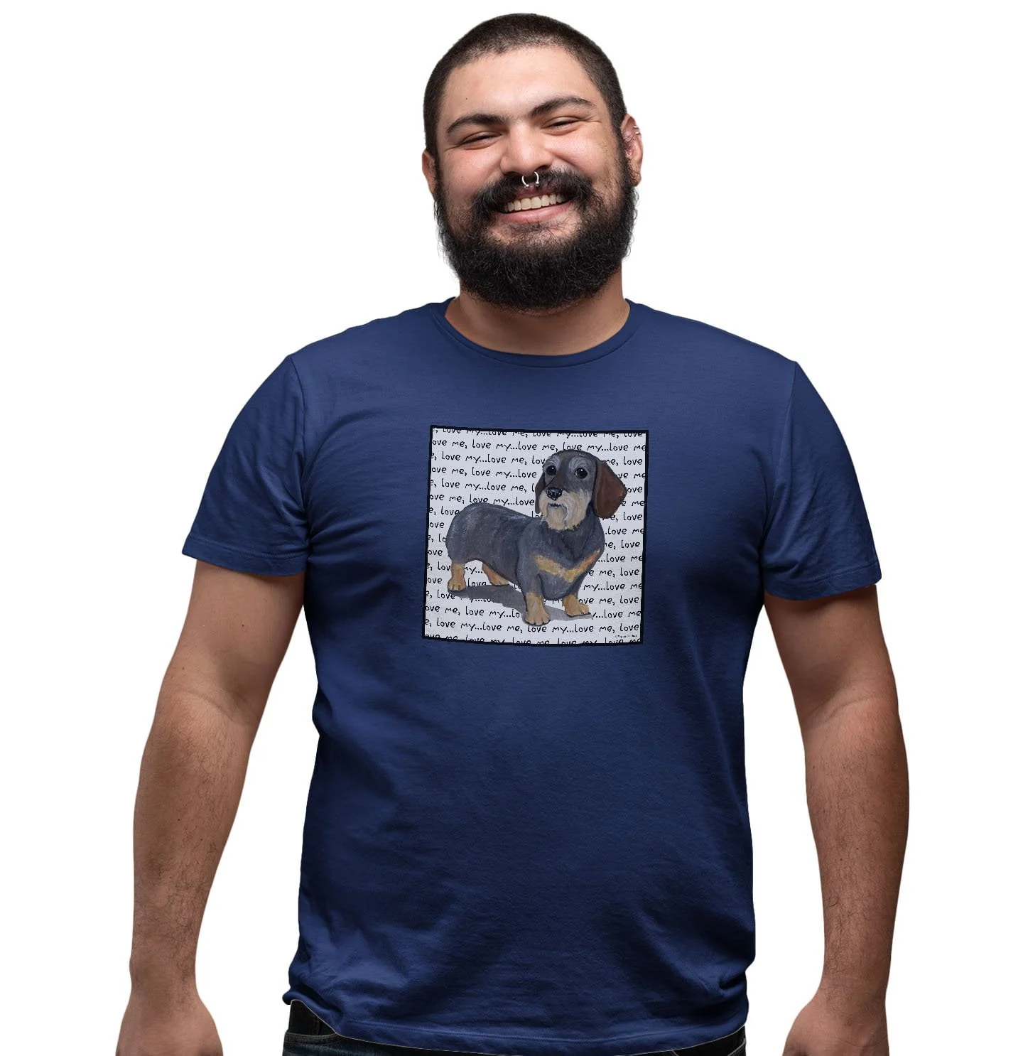 Wirehaired Dachshund Love Text - Adult Unisex T-Shirt - Image 3