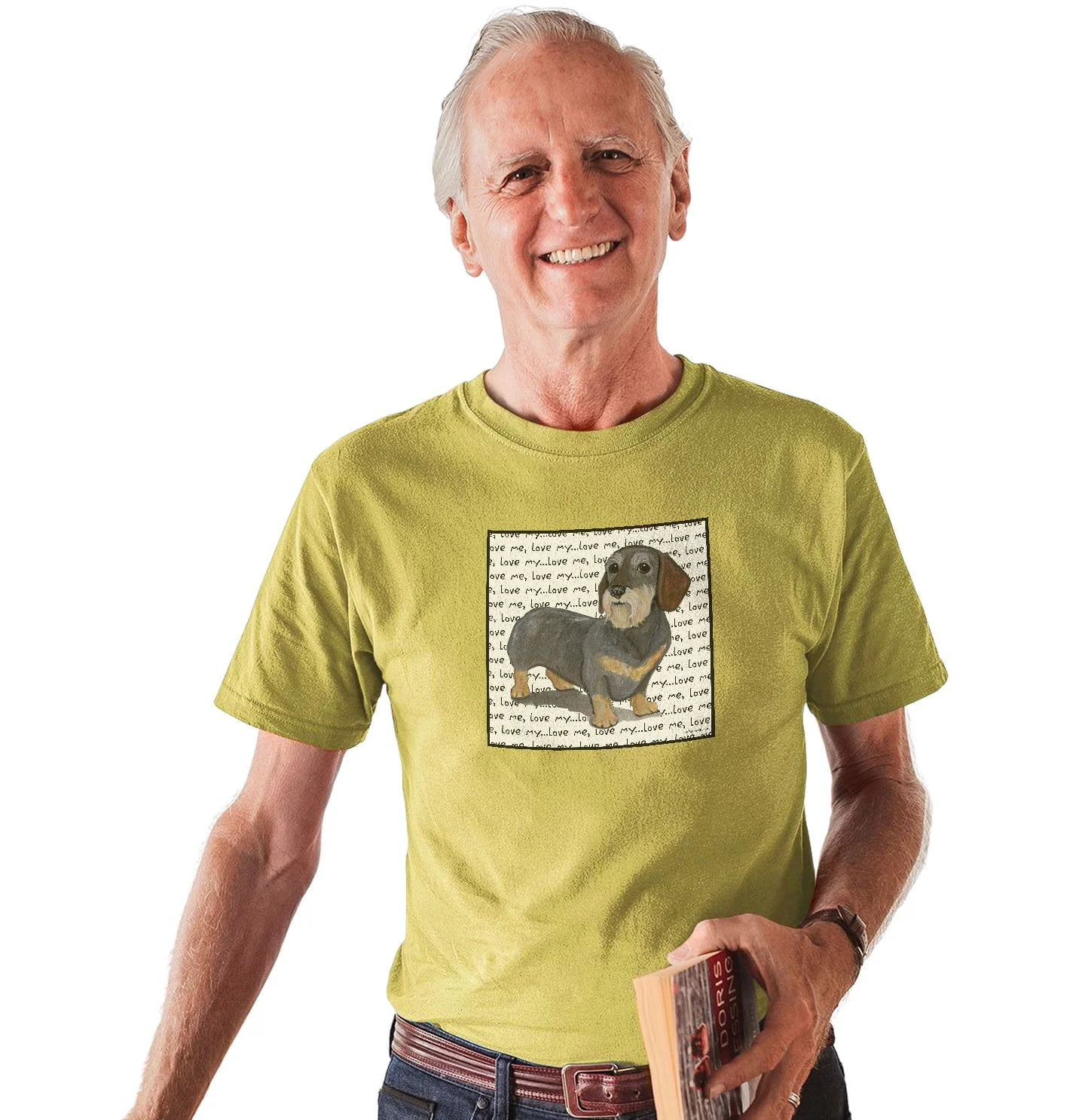 Wirehaired Dachshund Love Text - Adult Unisex T-Shirt - Image 4