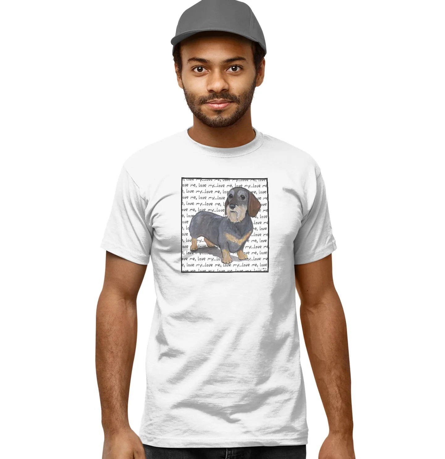 Wirehaired Dachshund Love Text - Adult Unisex T-Shirt - Image 5