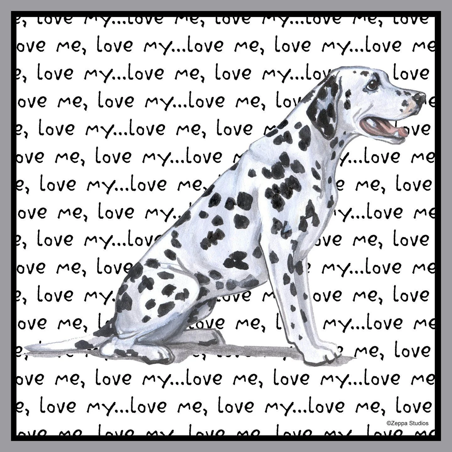 Dalmatian Love Text - Adult Unisex T-Shirt - Image 2
