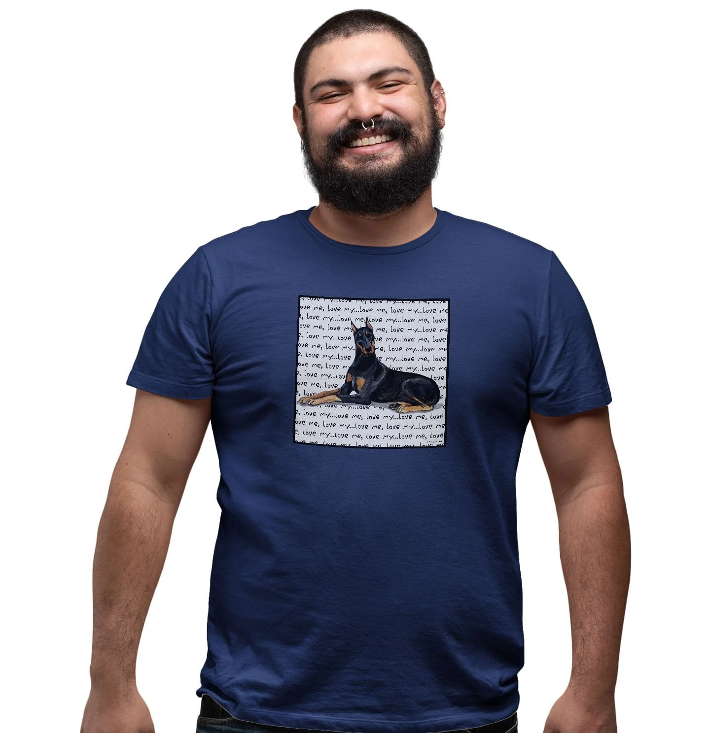Doberman Pinscher Love Text - Adult Unisex T-Shirt - Image 5