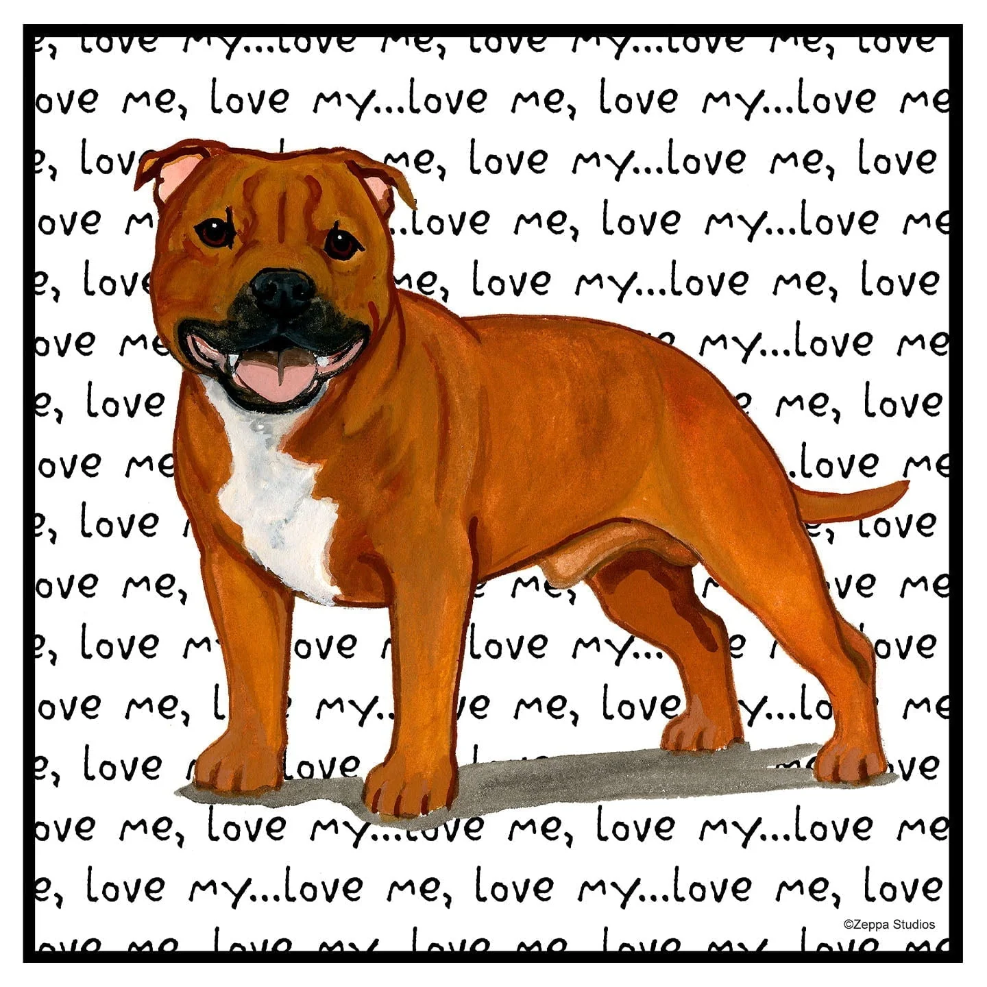 American Staffordshire Terrier- Red- Love Text - Women's V-Neck T-Shirt - Image 2