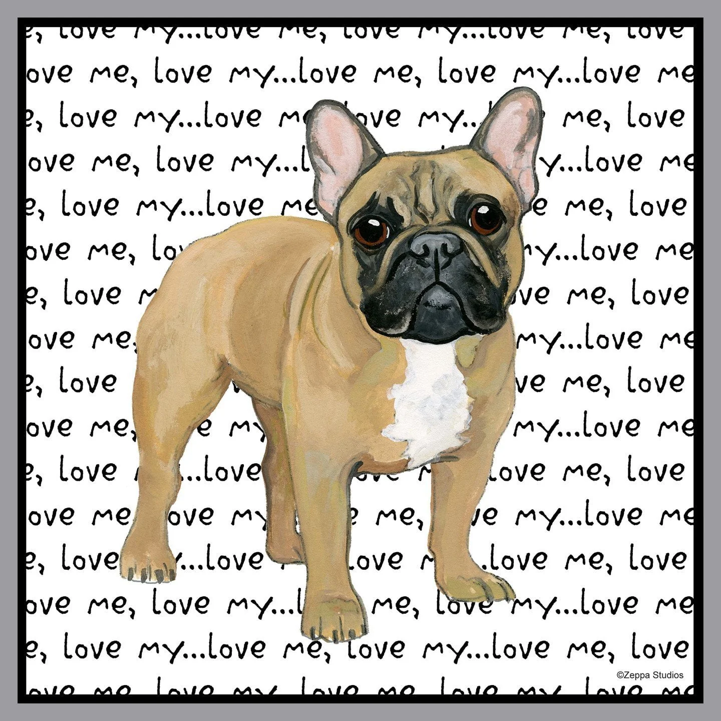 Fawn French Bulldog Love Text - Adult Unisex Hoodie Sweatshirt - Image 2