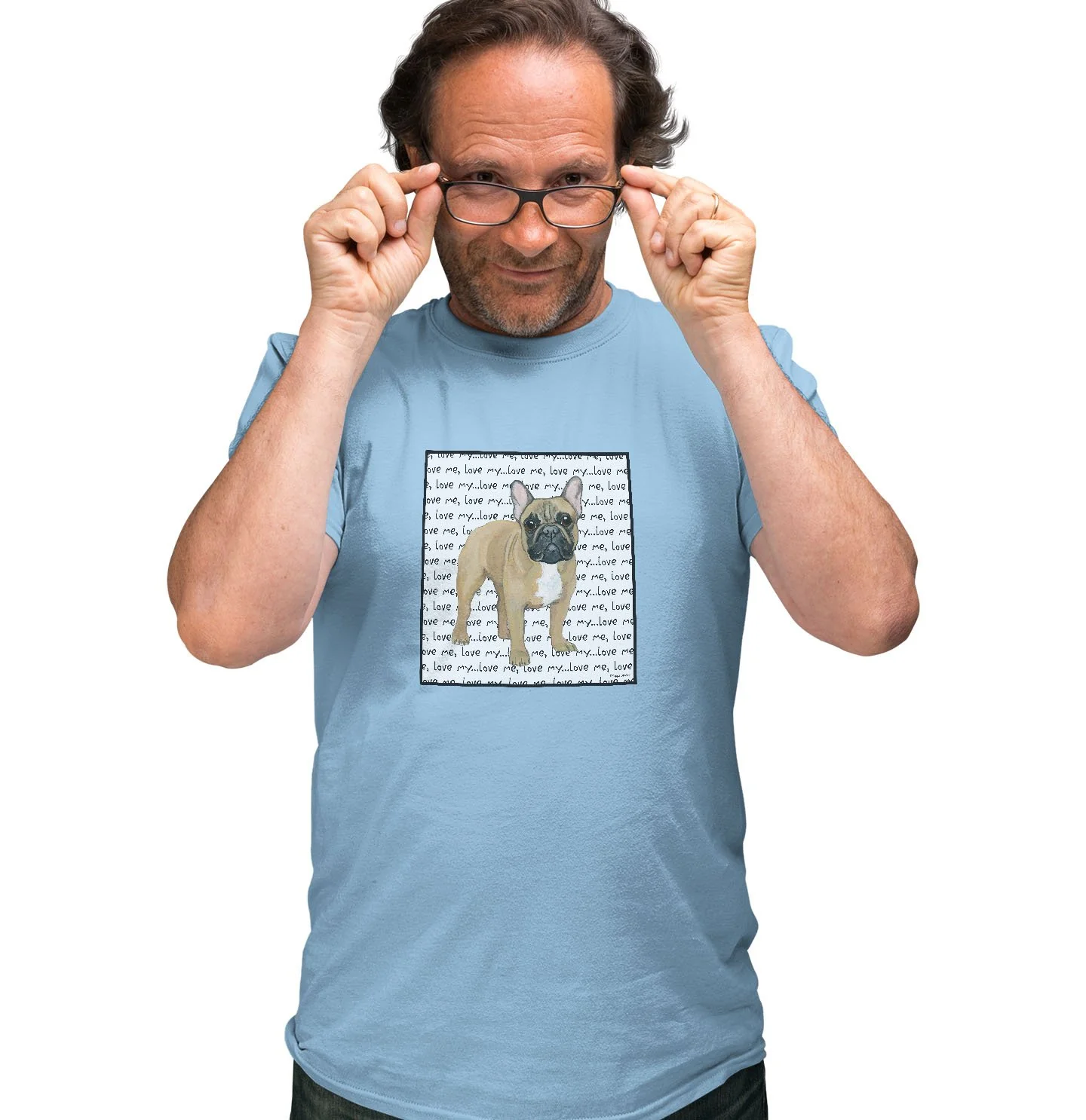 Fawn French Bulldog Love Text - Adult Unisex T-Shirt - Image 4