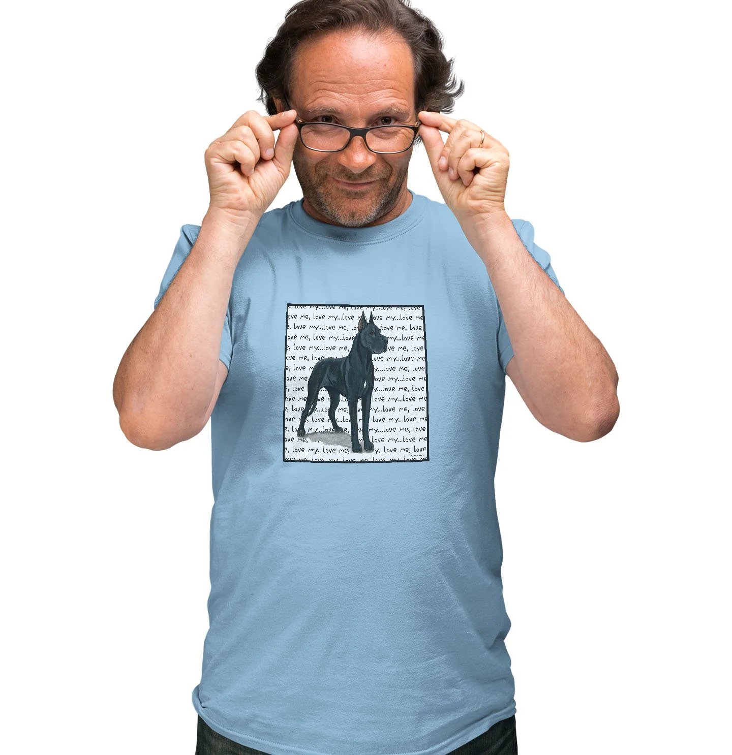 Great Dane (Cropped Ears) Love Text - Adult Unisex T-Shirt - Image 3