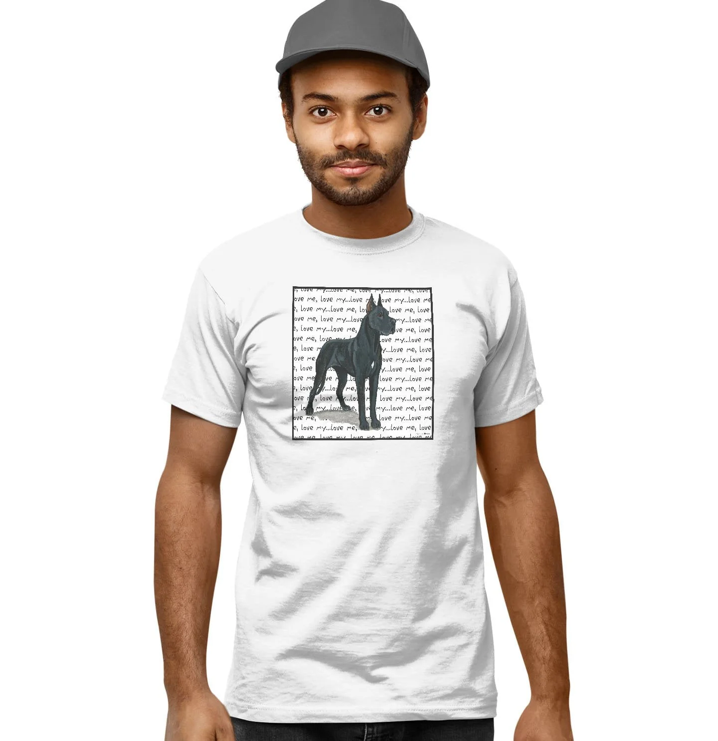 Great Dane (Cropped Ears) Love Text - Adult Unisex T-Shirt - Image 6