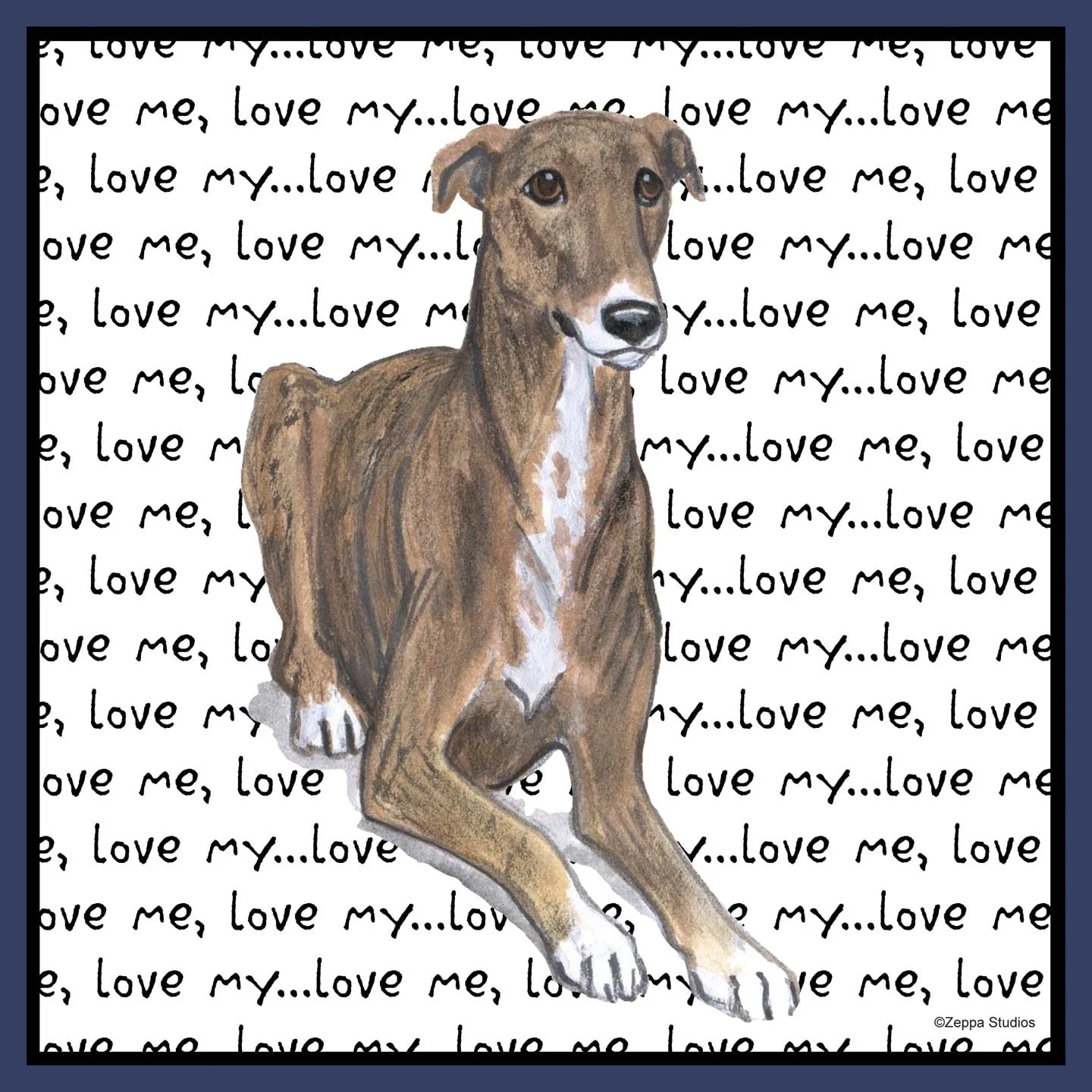 Greyhound Love Text - Adult Unisex Hoodie Sweatshirt - Image 2