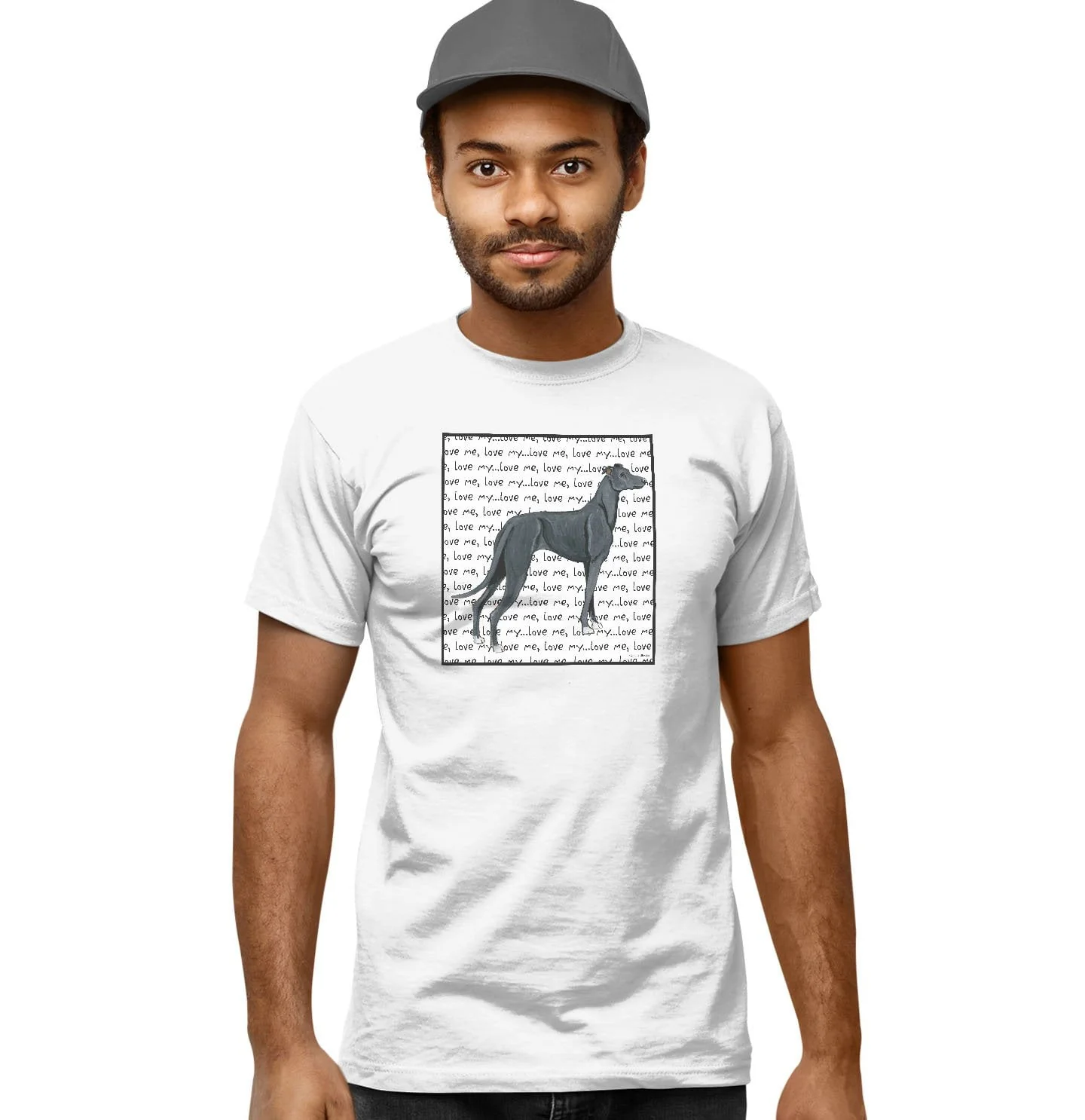 Black Greyhound Love Text - Adult Unisex T-Shirt - Image 5