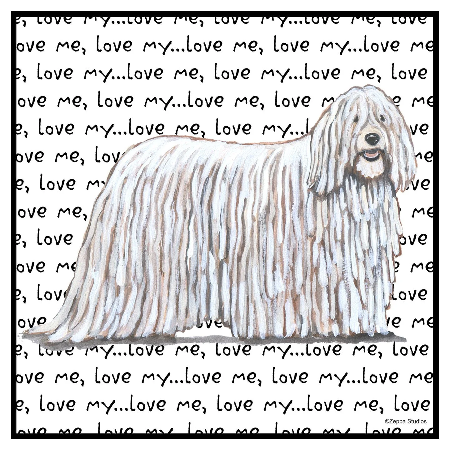 Komondor Love Text - Adult Unisex Hoodie Sweatshirt - Image 2