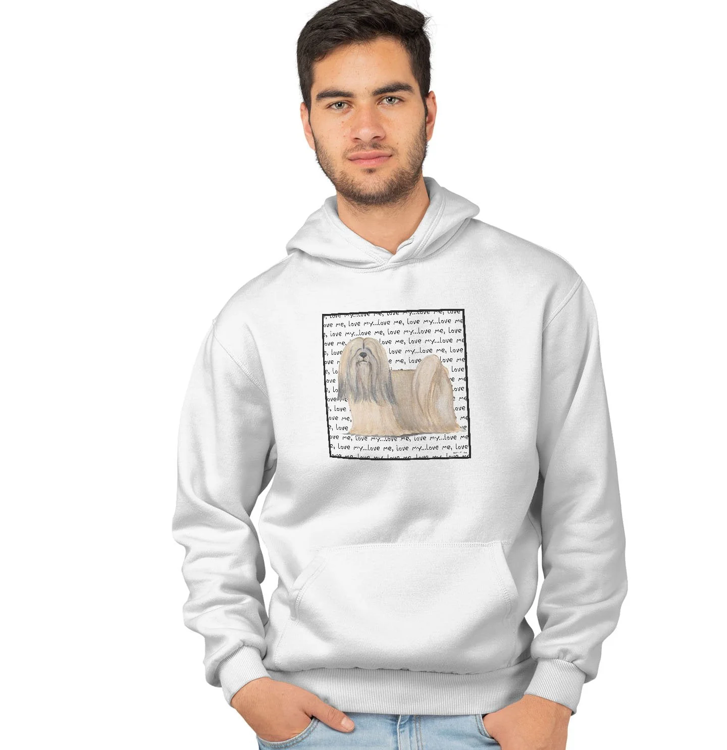 Lhasa Apso Love Text - Adult Unisex Hoodie Sweatshirt - Image 4
