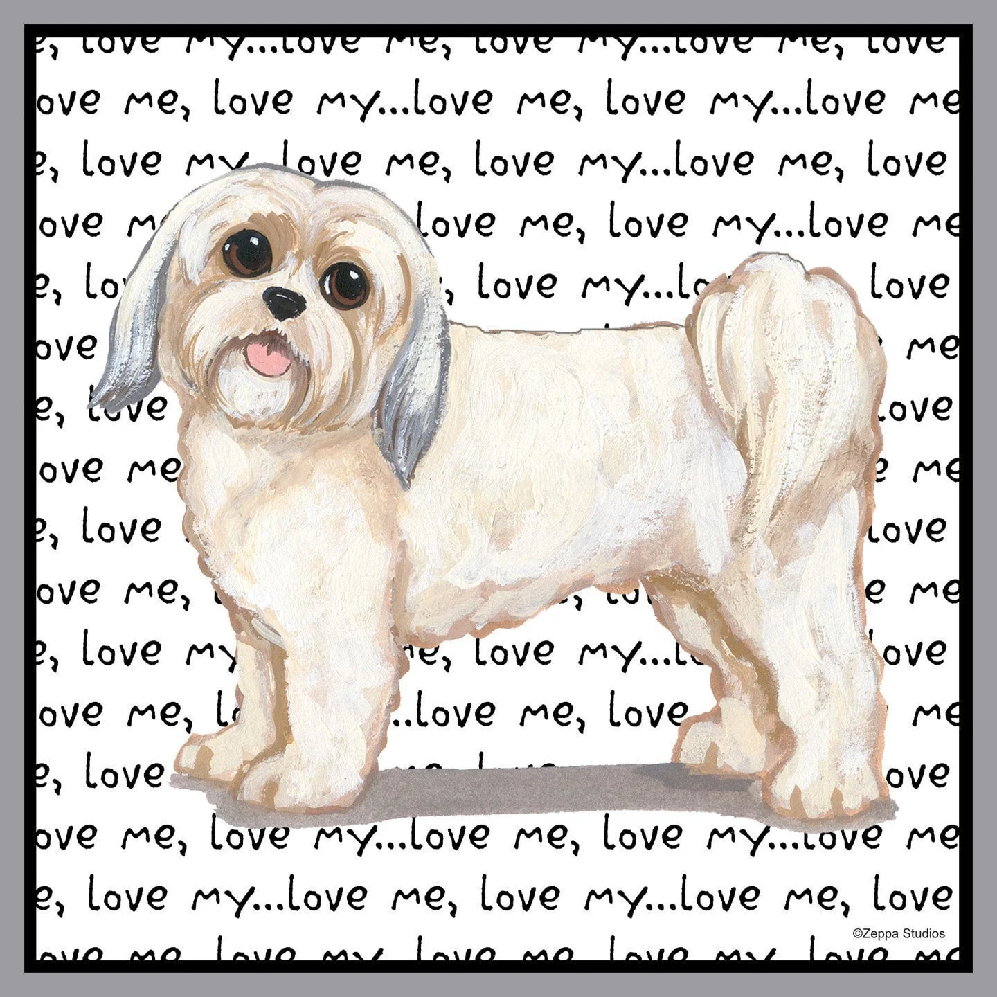 Short Haired Lhasa Apso Love Text - Adult Unisex Hoodie Sweatshirt - Image 2