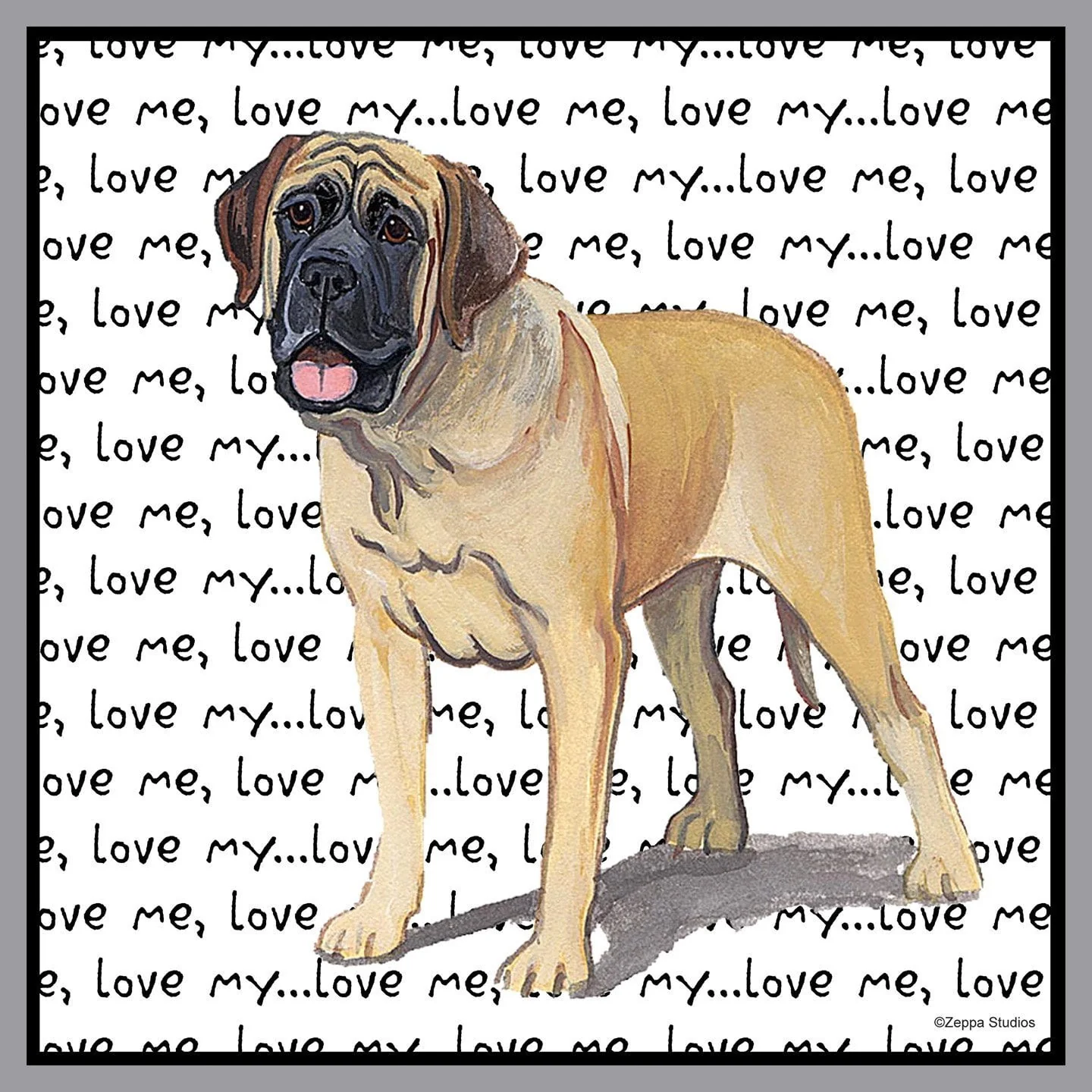 Mastiff Love Text - Adult Unisex T-Shirt - Image 2