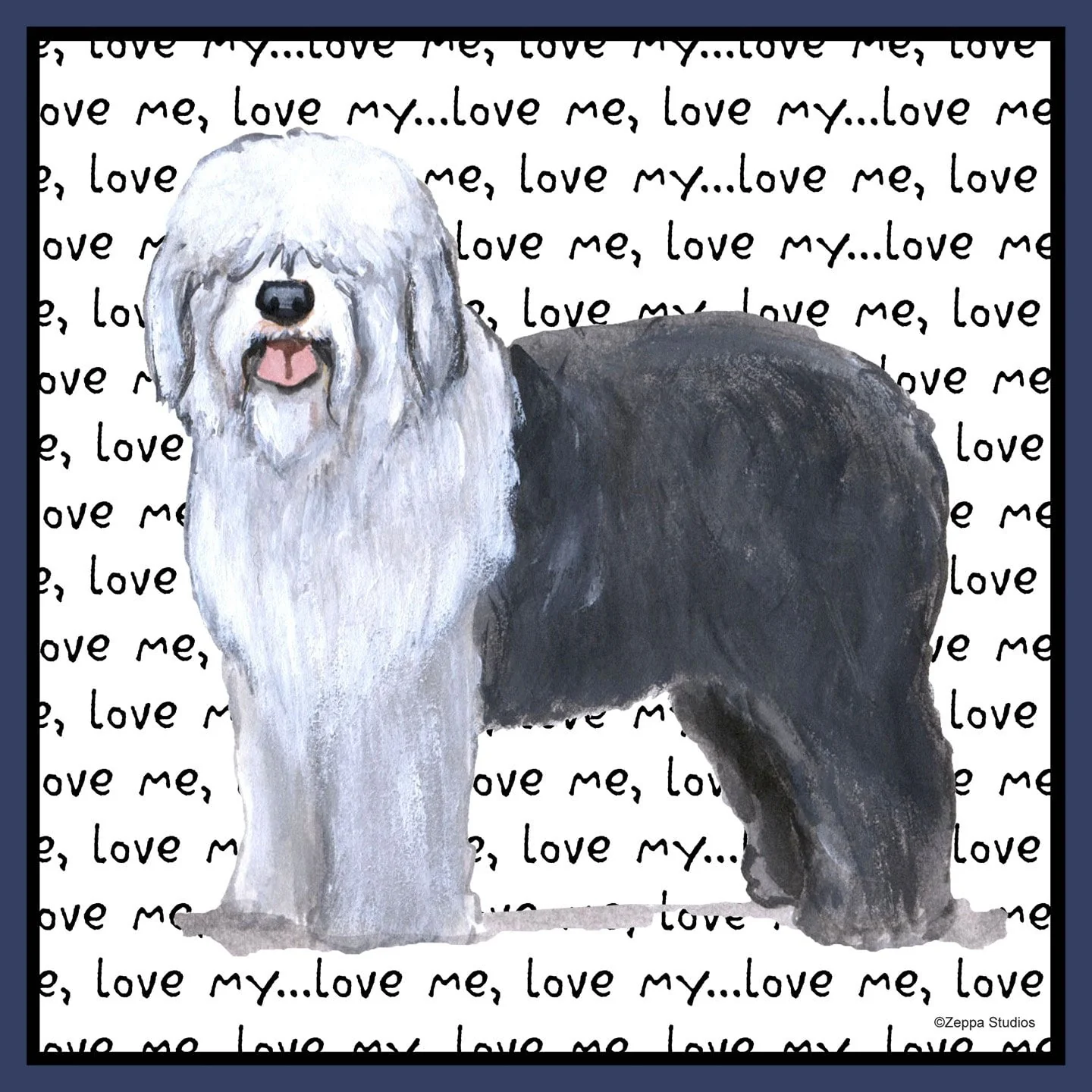 Old English Sheepdog Love Text - Adult Unisex T-Shirt - Image 2