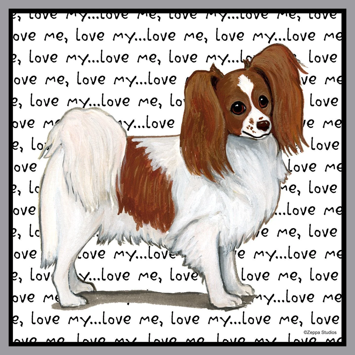 Red & White Papillon Love Text - Adult Unisex Hoodie Sweatshirt - Image 2