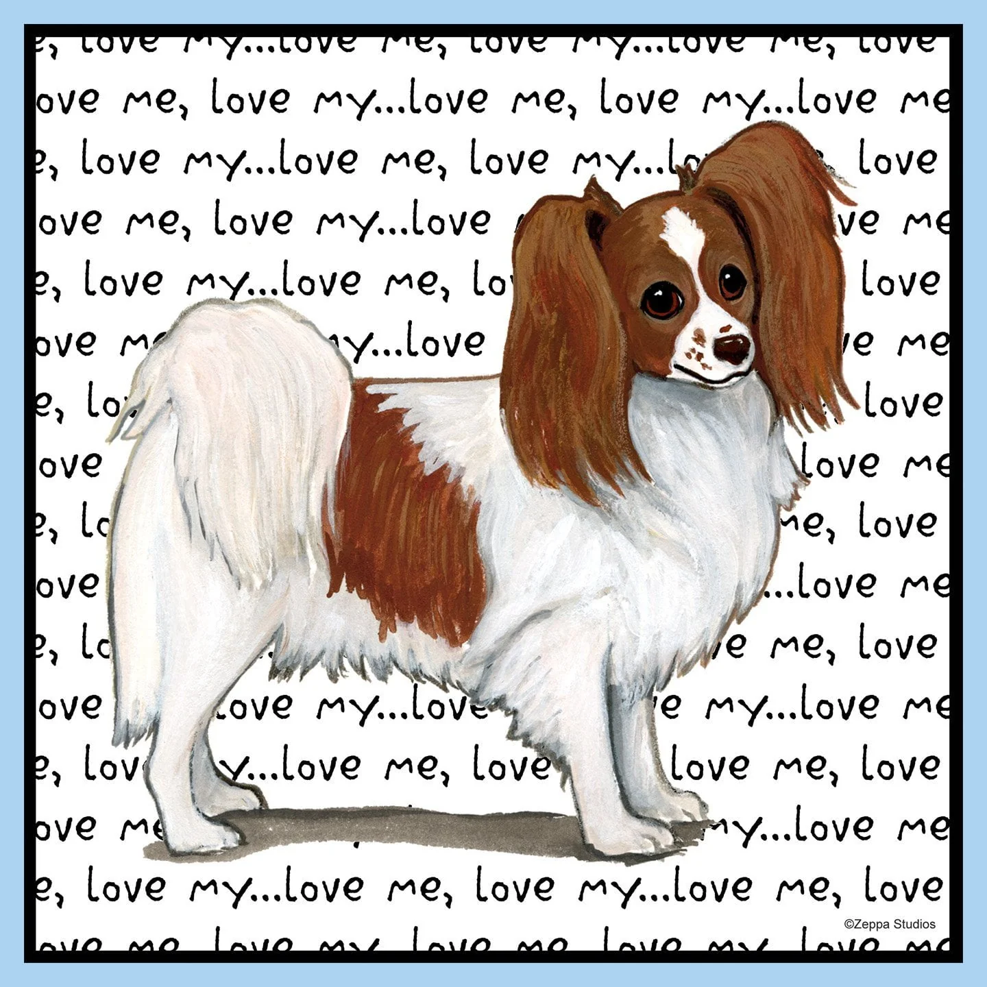 Red & White Papillon Love Text - Adult Unisex T-Shirt - Image 2