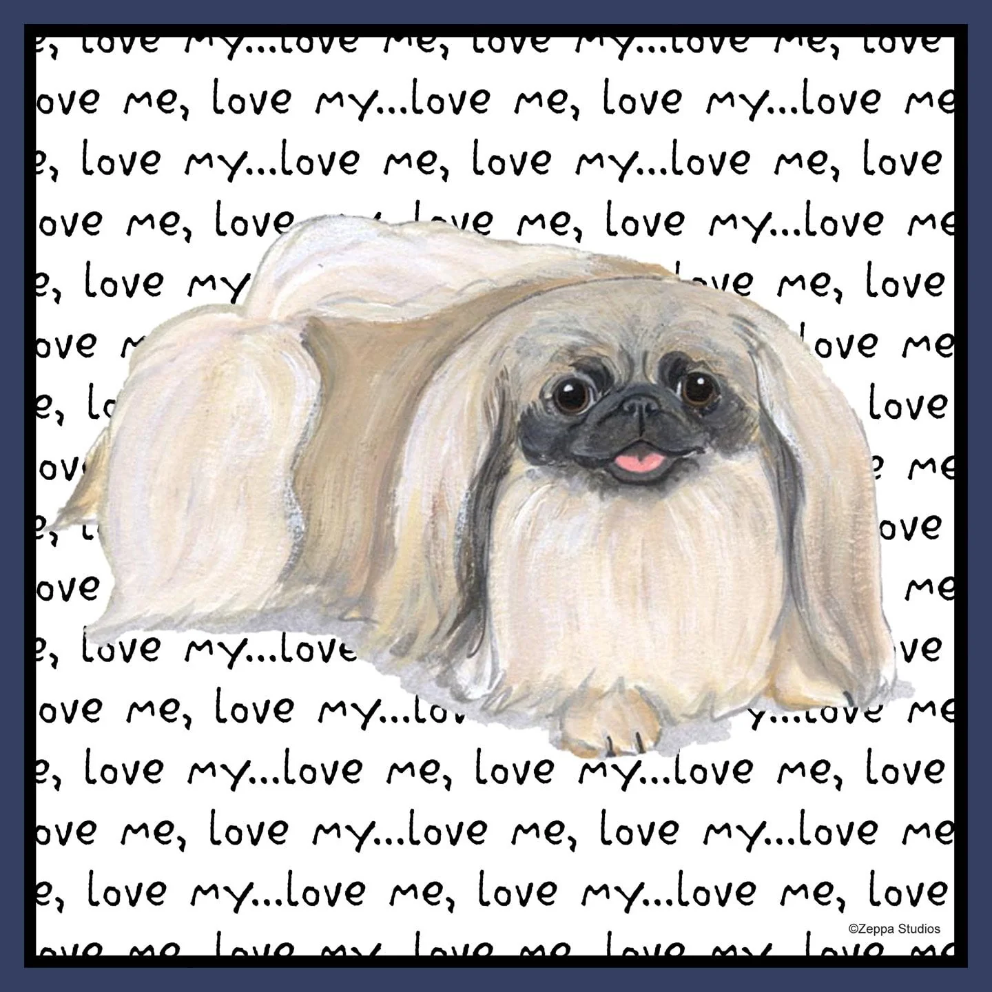 Pekingese Love Text - Adult Unisex Hoodie Sweatshirt - Image 2