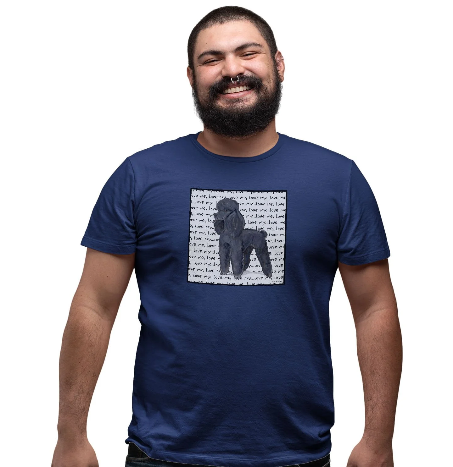 Black Poodle Love Text - Adult Unisex T-Shirt - Image 3