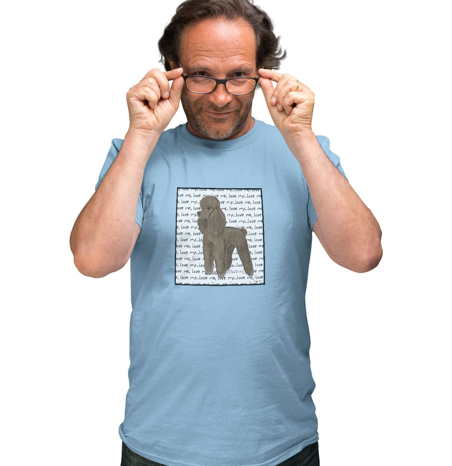 Brown Poodle Love Text - Adult Unisex T-Shirt - Image 3