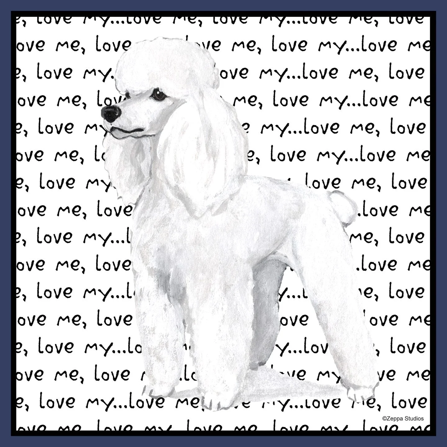 White Poodle Love Text - Adult Unisex Hoodie Sweatshirt - Image 2