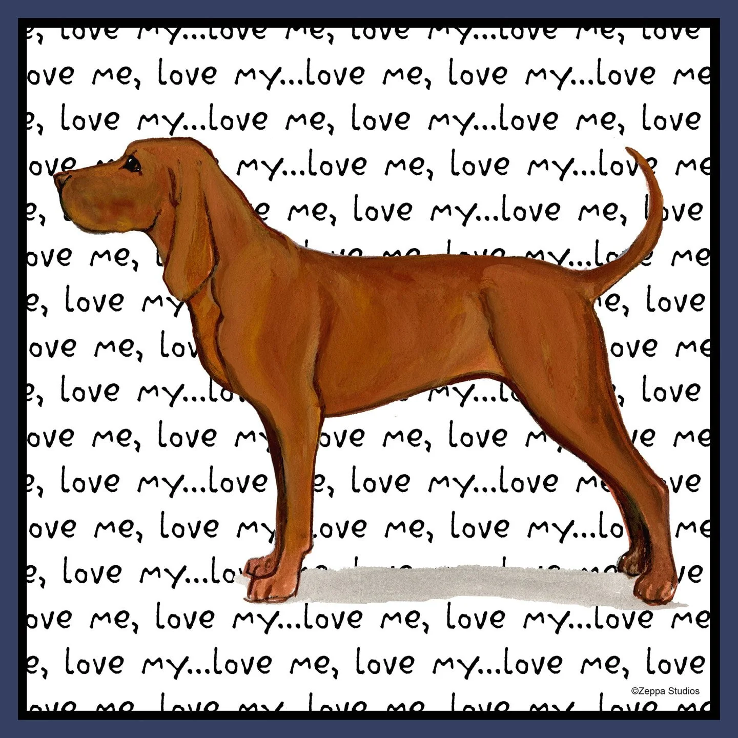 Redbone Coonhound Love Text - Adult Unisex Hoodie Sweatshirt - Image 2