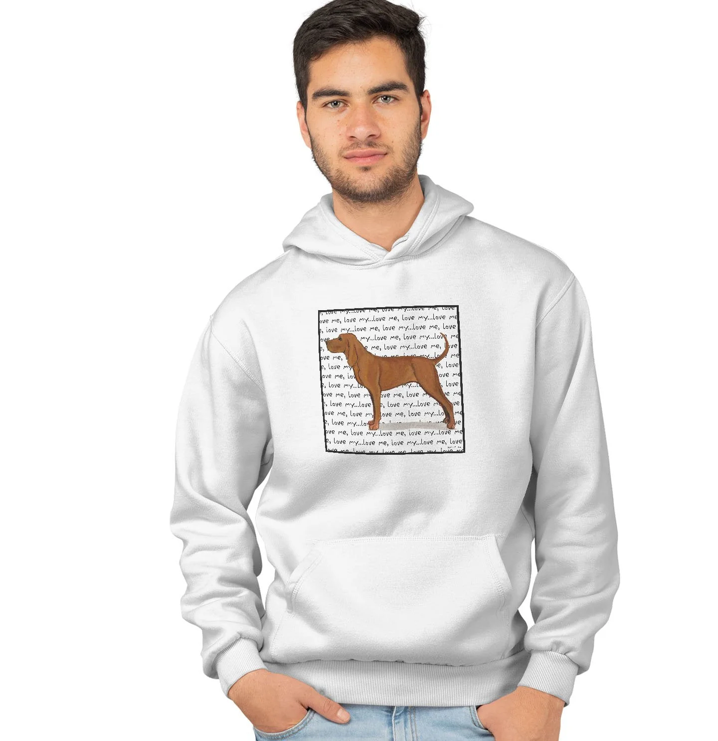 Redbone Coonhound Love Text - Adult Unisex Hoodie Sweatshirt - Image 4