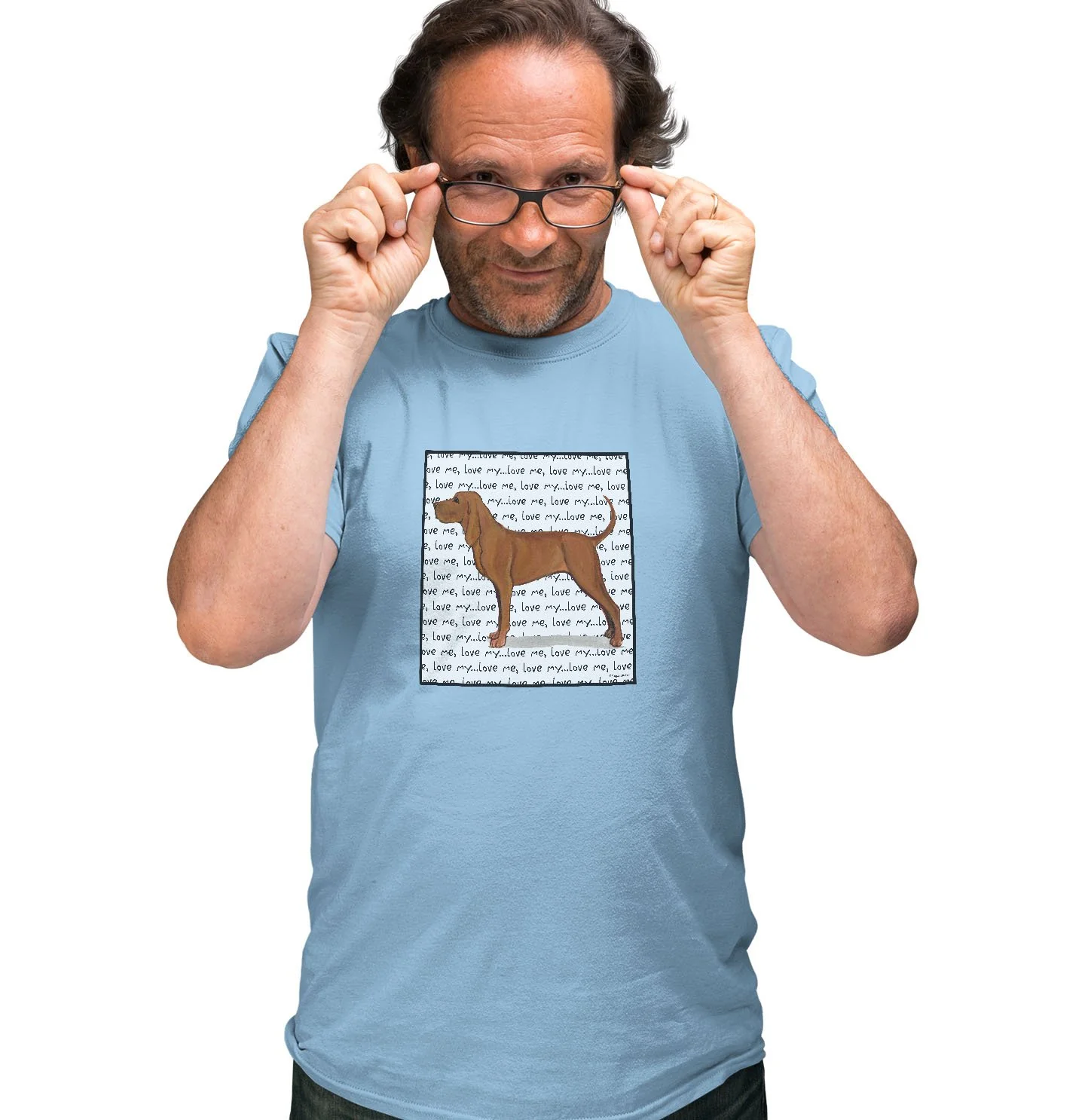 Redbone Coonhound Love Text - Adult Unisex T-Shirt - Image 3